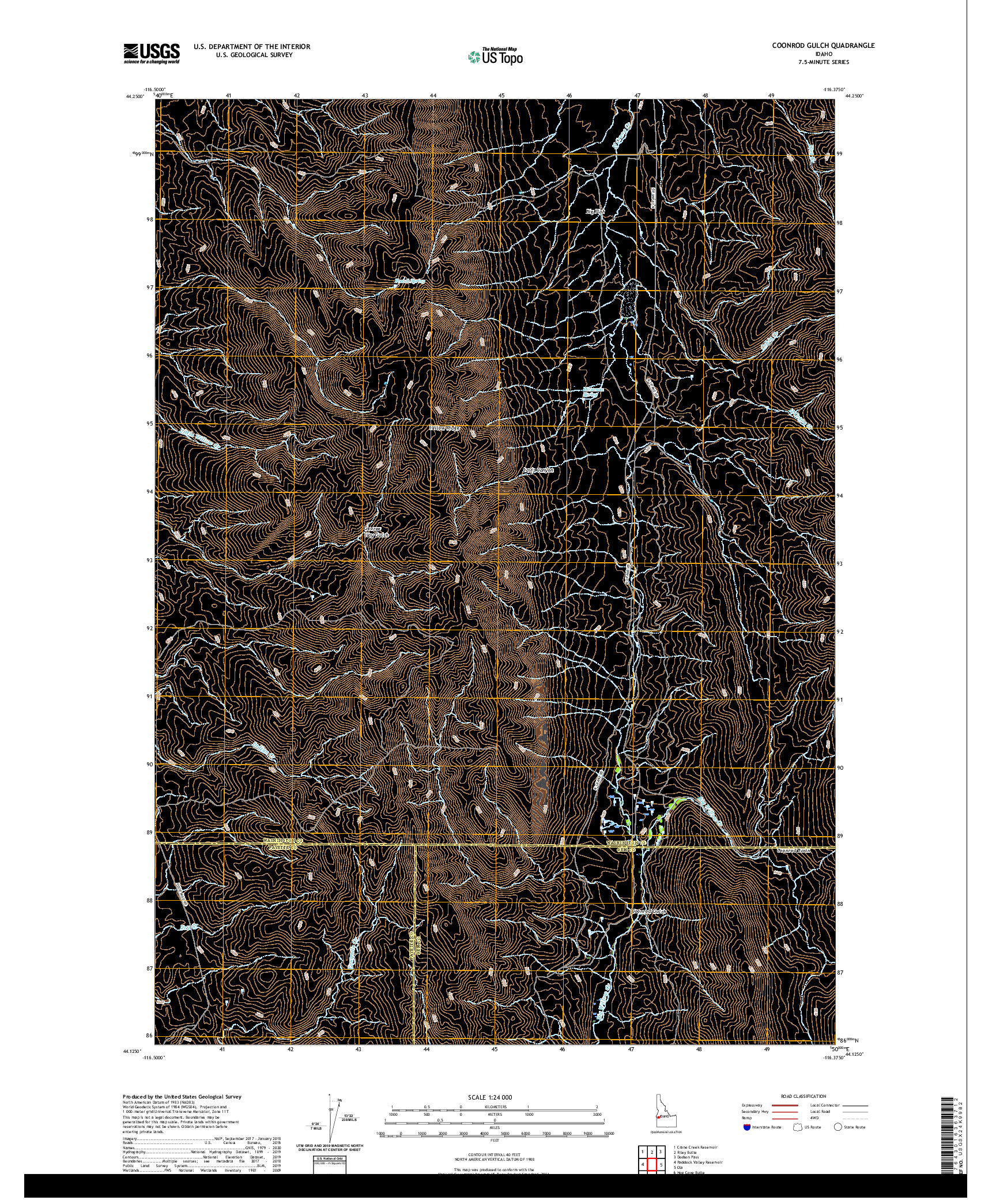 USGS US TOPO 7.5-MINUTE MAP FOR COONROD GULCH, ID 2020