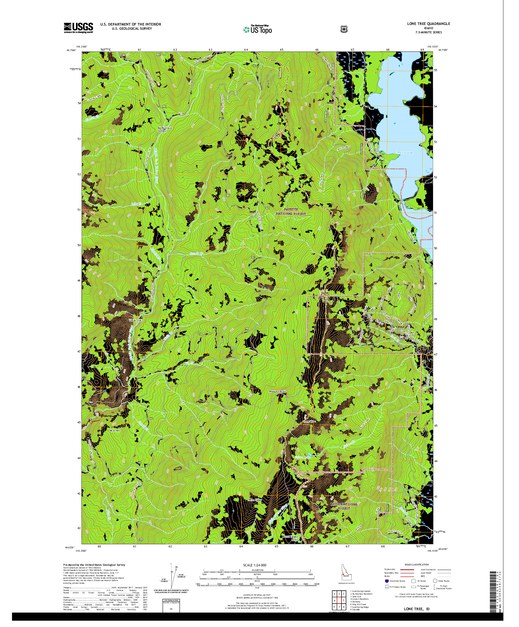 USGS US TOPO 7.5-MINUTE MAP FOR LONE TREE, ID 2020