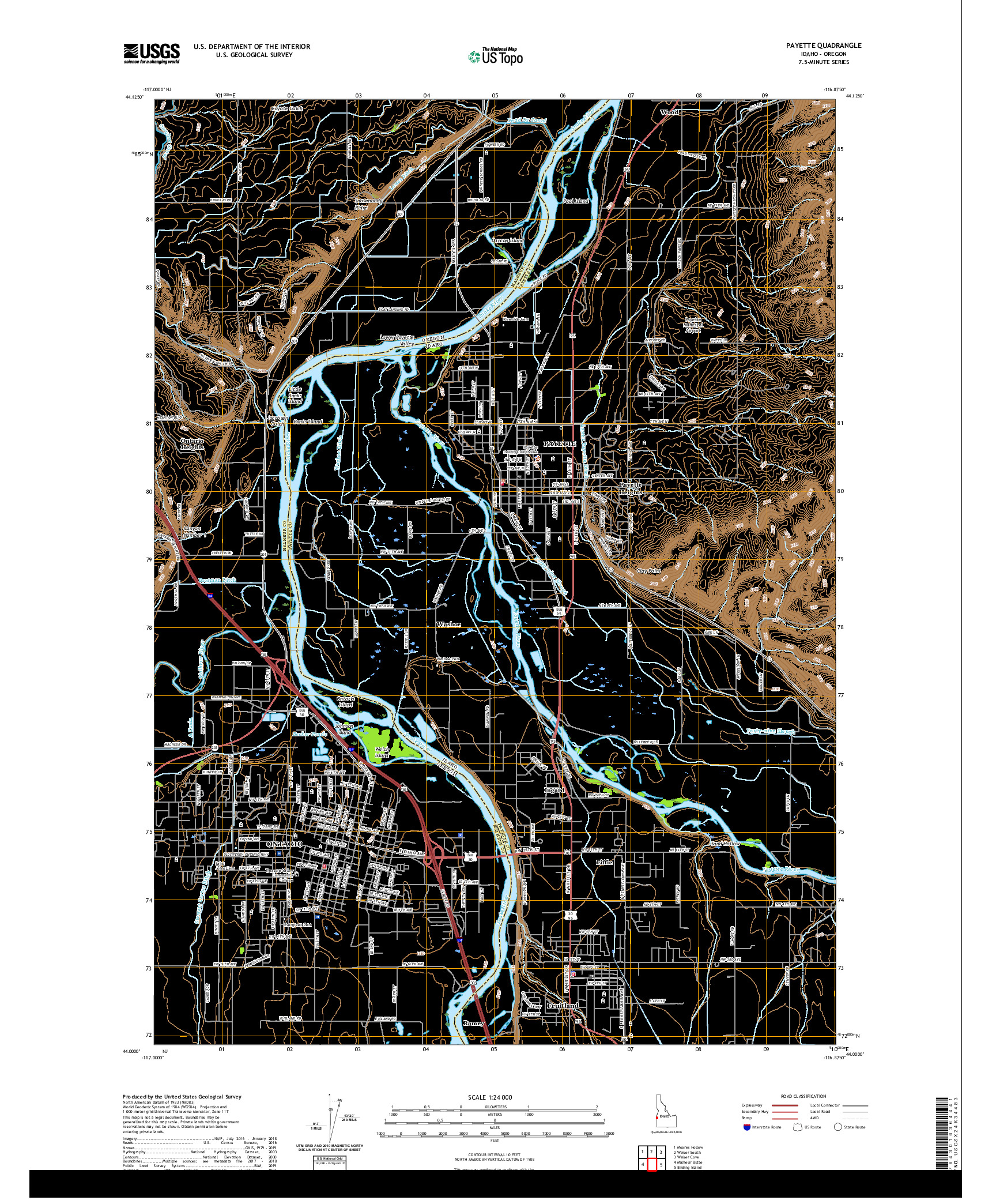 USGS US TOPO 7.5-MINUTE MAP FOR PAYETTE, ID,OR 2020