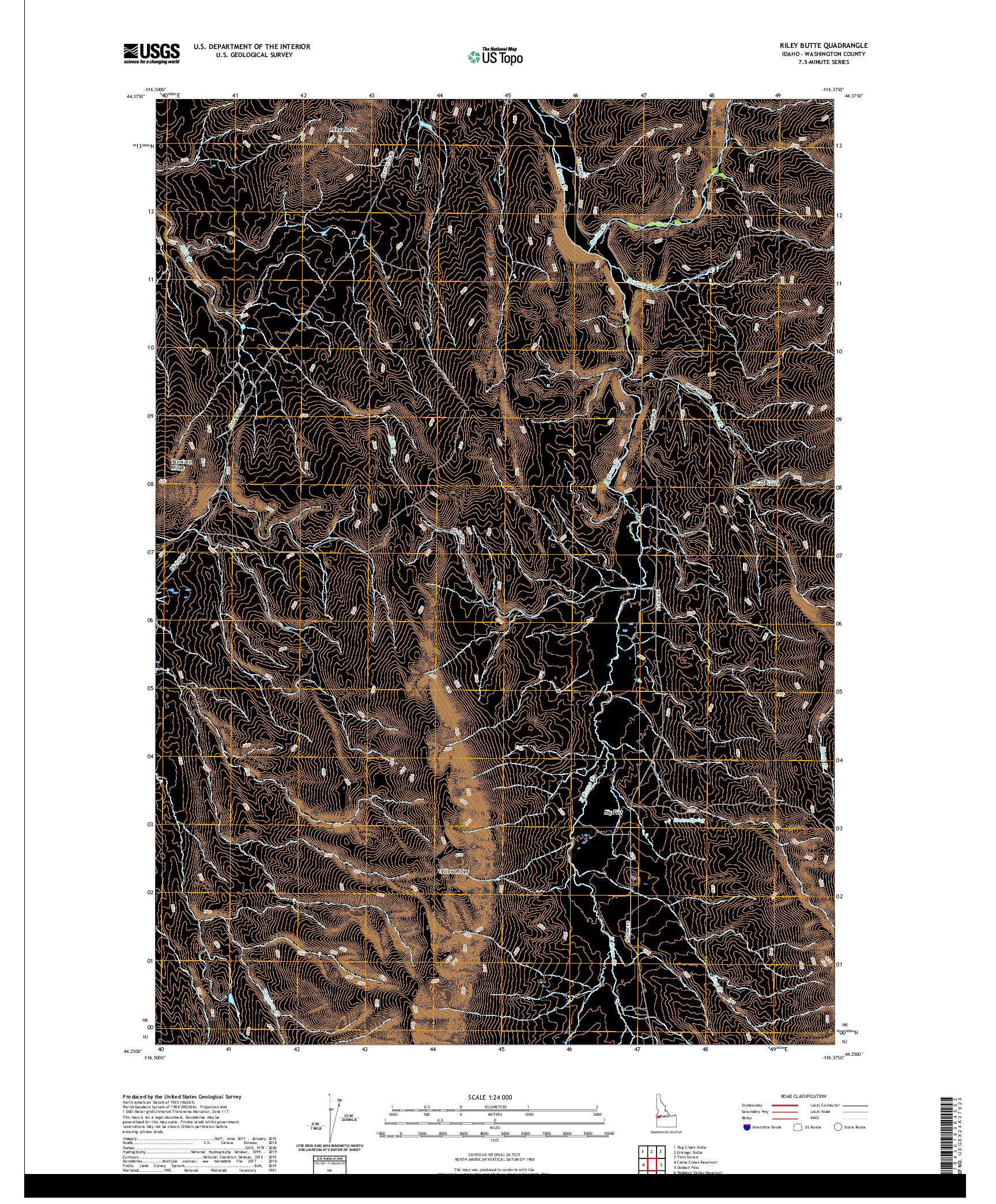 USGS US TOPO 7.5-MINUTE MAP FOR RILEY BUTTE, ID 2020