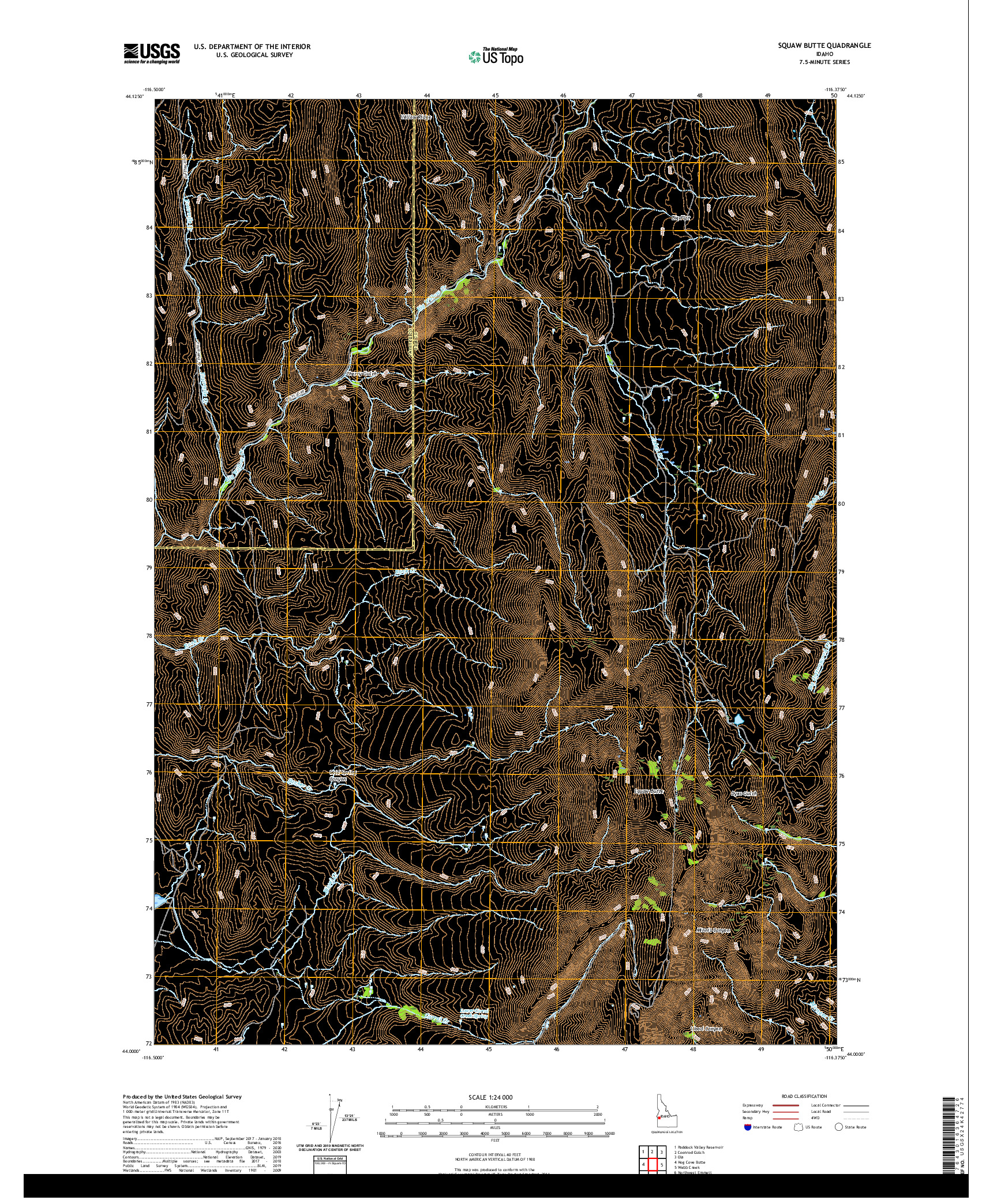 USGS US TOPO 7.5-MINUTE MAP FOR SQUAW BUTTE, ID 2020