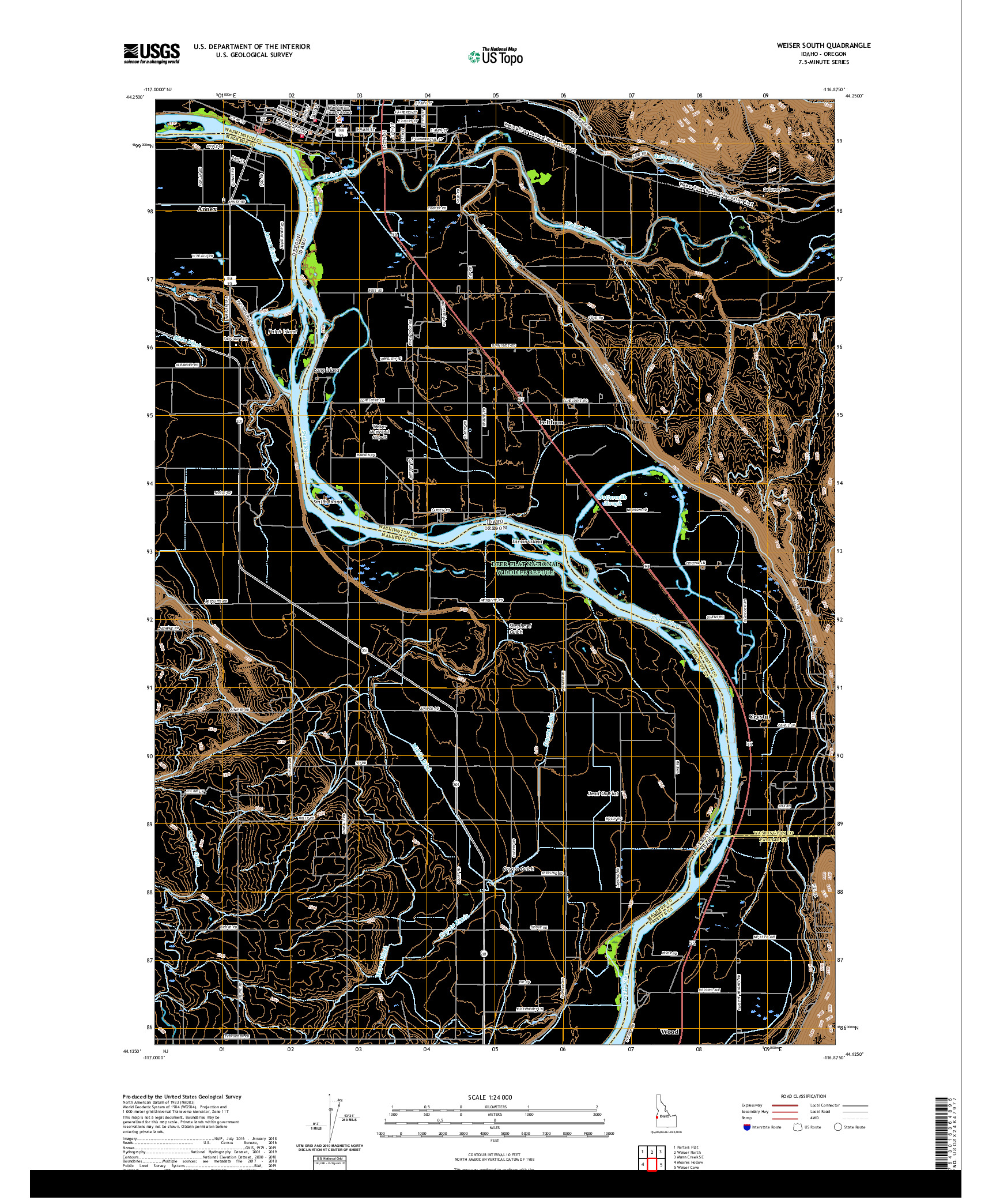 USGS US TOPO 7.5-MINUTE MAP FOR WEISER SOUTH, ID,OR 2020
