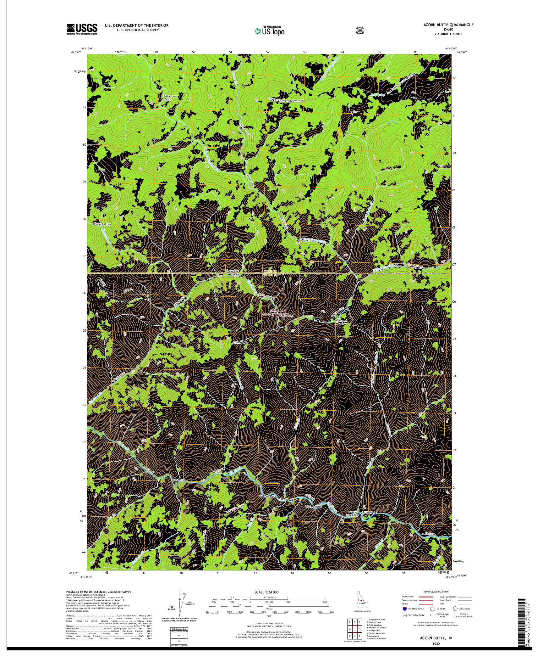 USGS US TOPO 7.5-MINUTE MAP FOR ACORN BUTTE, ID 2020