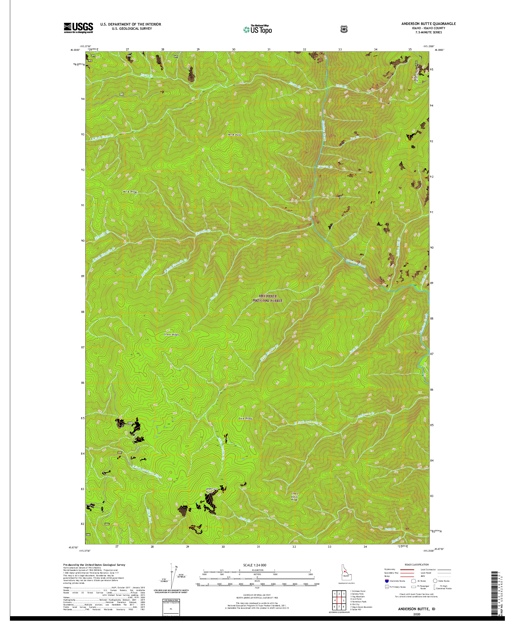 USGS US TOPO 7.5-MINUTE MAP FOR ANDERSON BUTTE, ID 2020