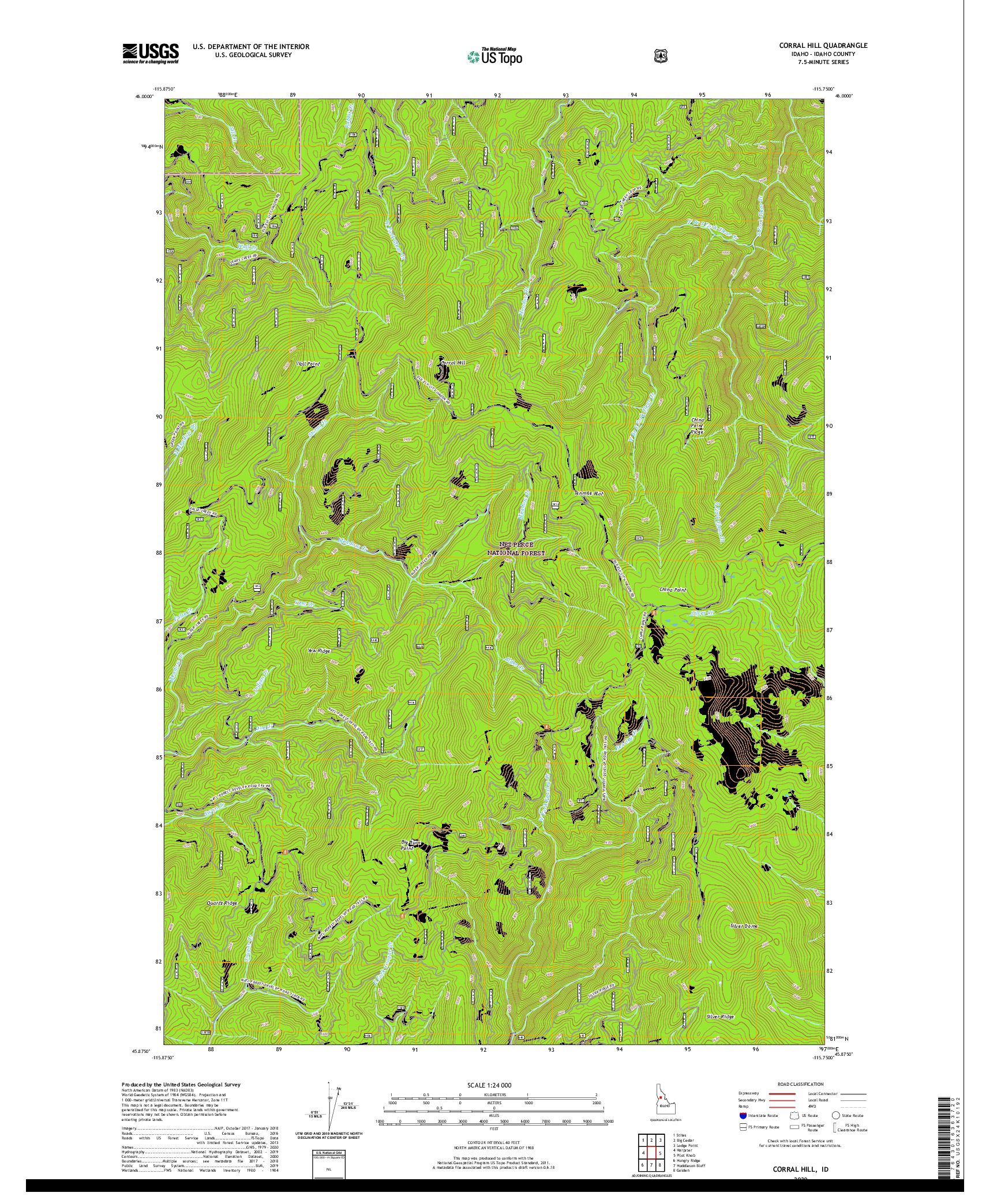 USGS US TOPO 7.5-MINUTE MAP FOR CORRAL HILL, ID 2020