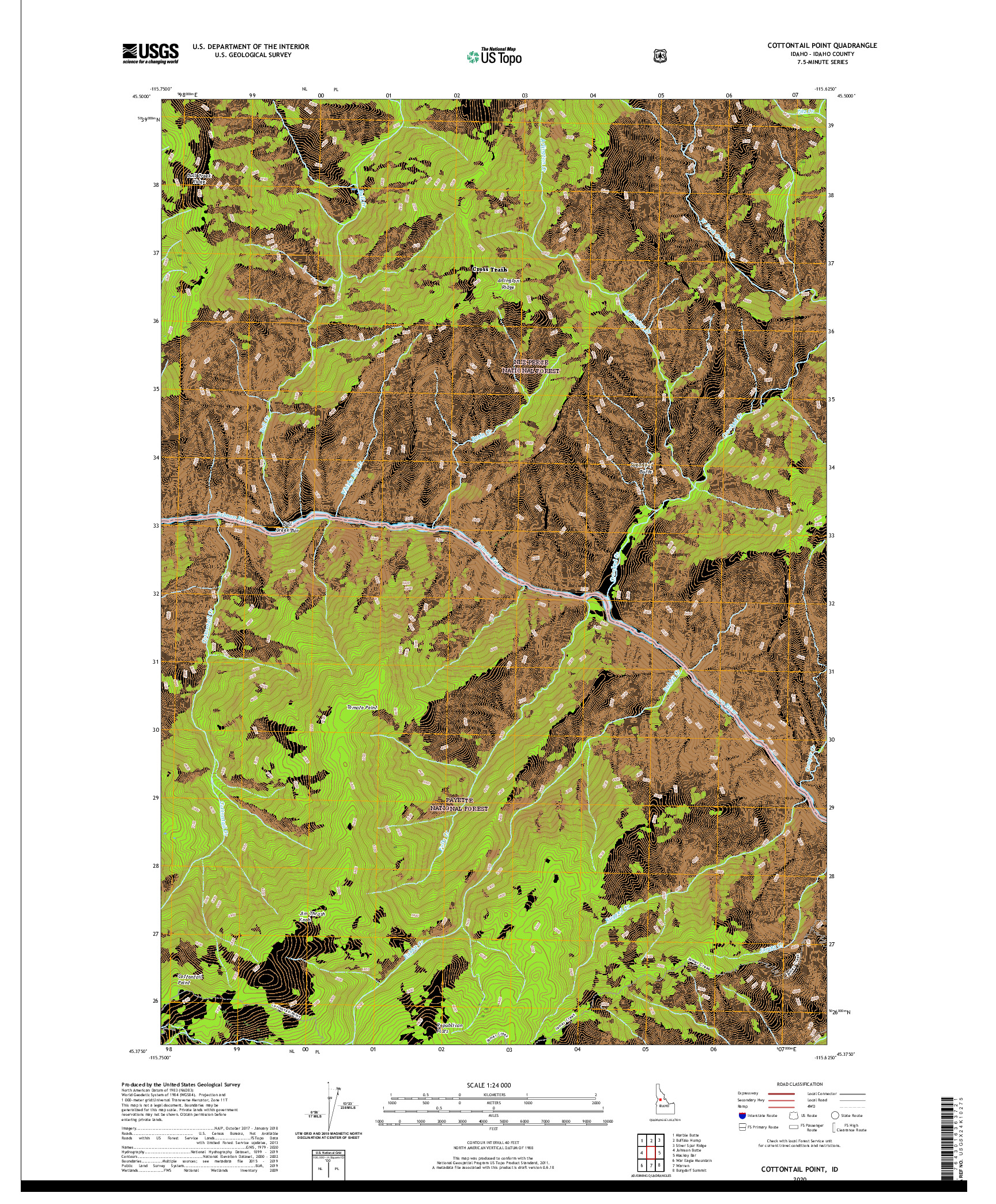 USGS US TOPO 7.5-MINUTE MAP FOR COTTONTAIL POINT, ID 2020