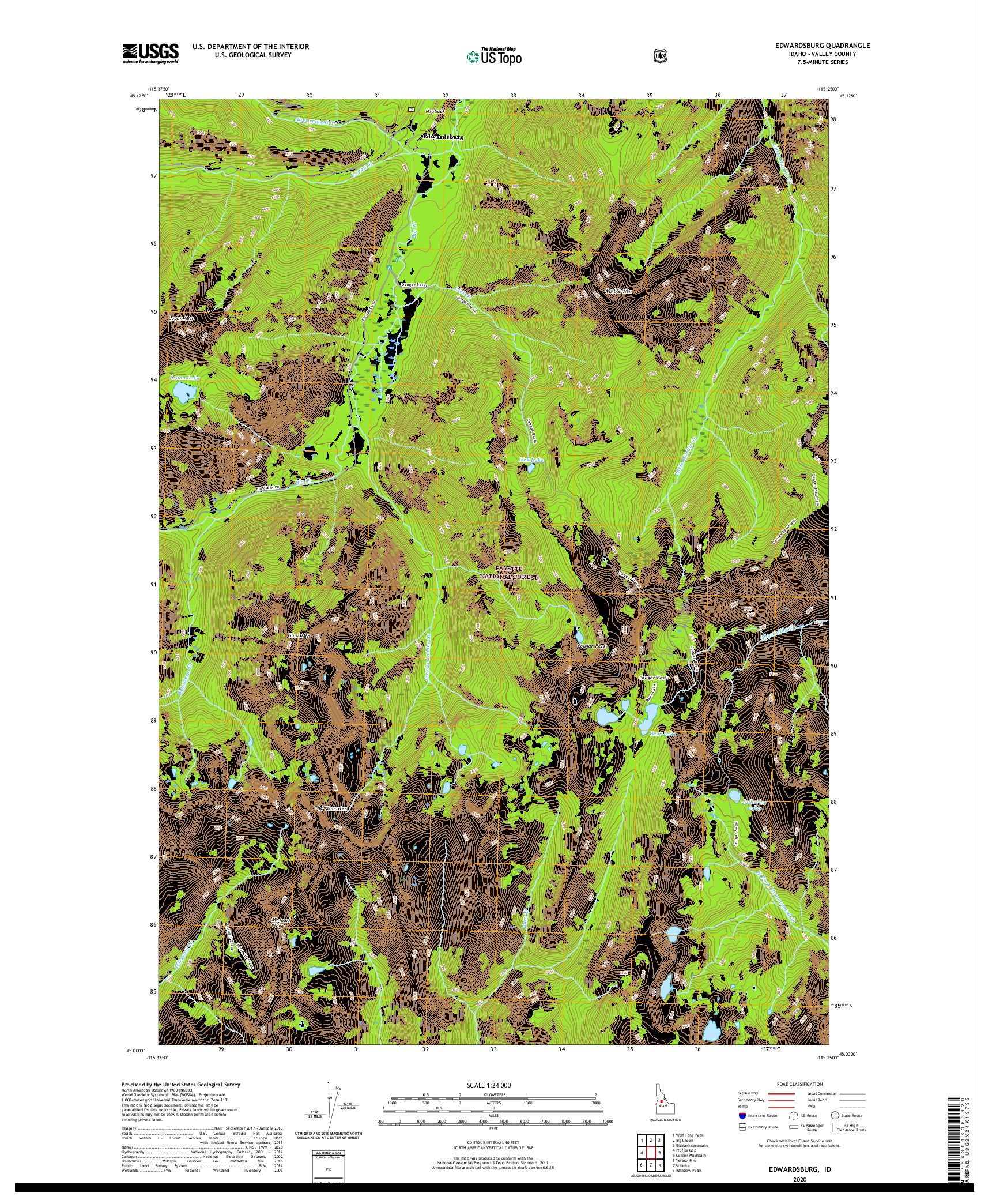 USGS US TOPO 7.5-MINUTE MAP FOR EDWARDSBURG, ID 2020
