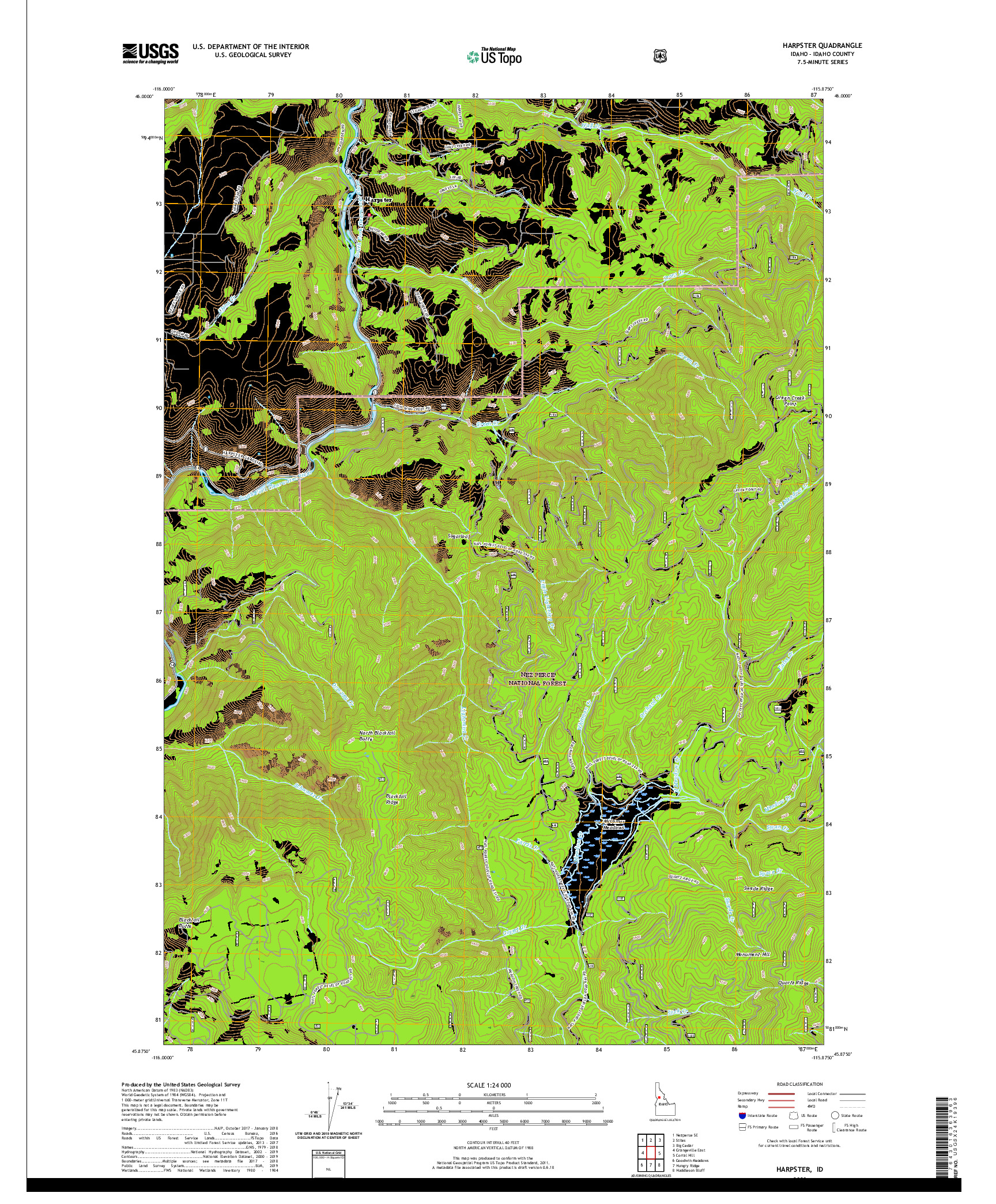 USGS US TOPO 7.5-MINUTE MAP FOR HARPSTER, ID 2020