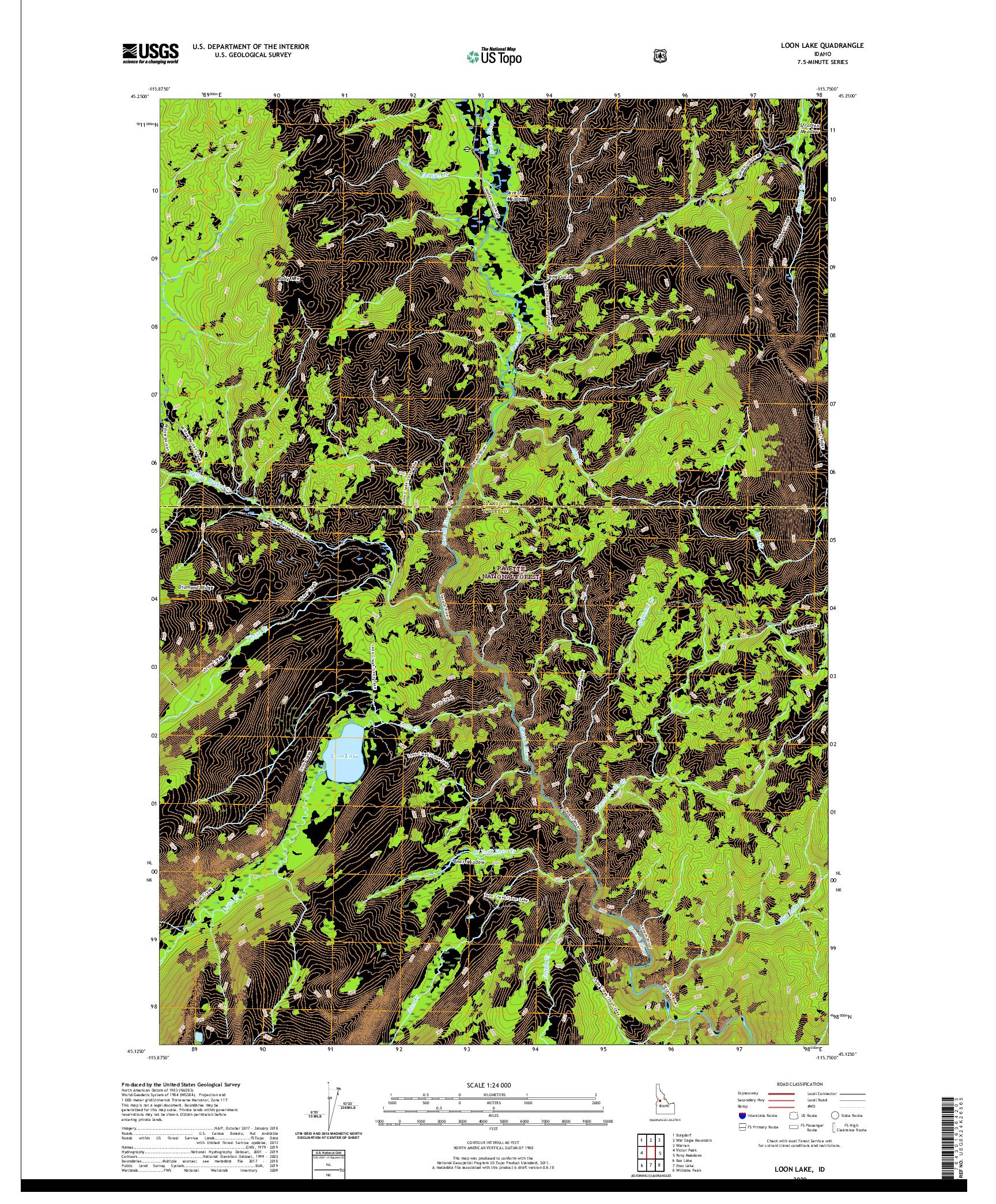 USGS US TOPO 7.5-MINUTE MAP FOR LOON LAKE, ID 2020