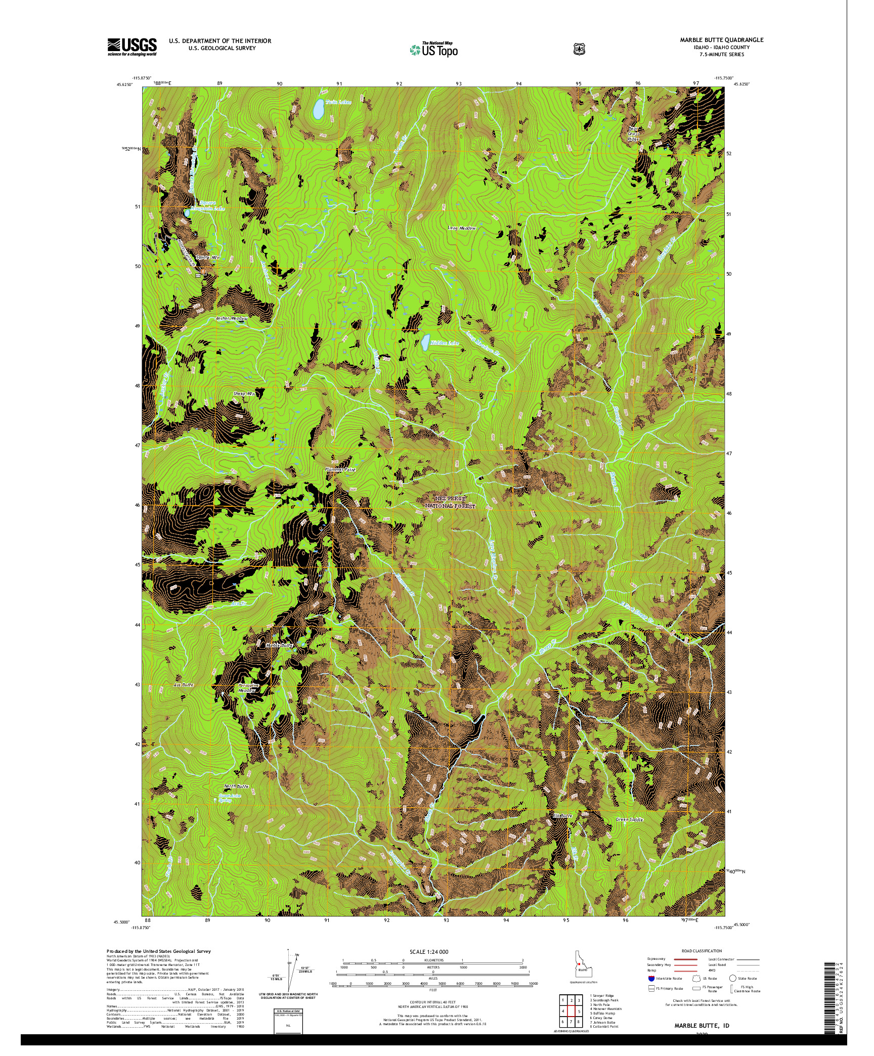 USGS US TOPO 7.5-MINUTE MAP FOR MARBLE BUTTE, ID 2020