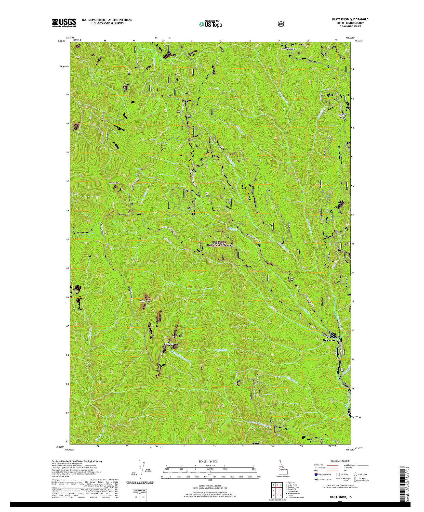USGS US TOPO 7.5-MINUTE MAP FOR PILOT KNOB, ID 2020
