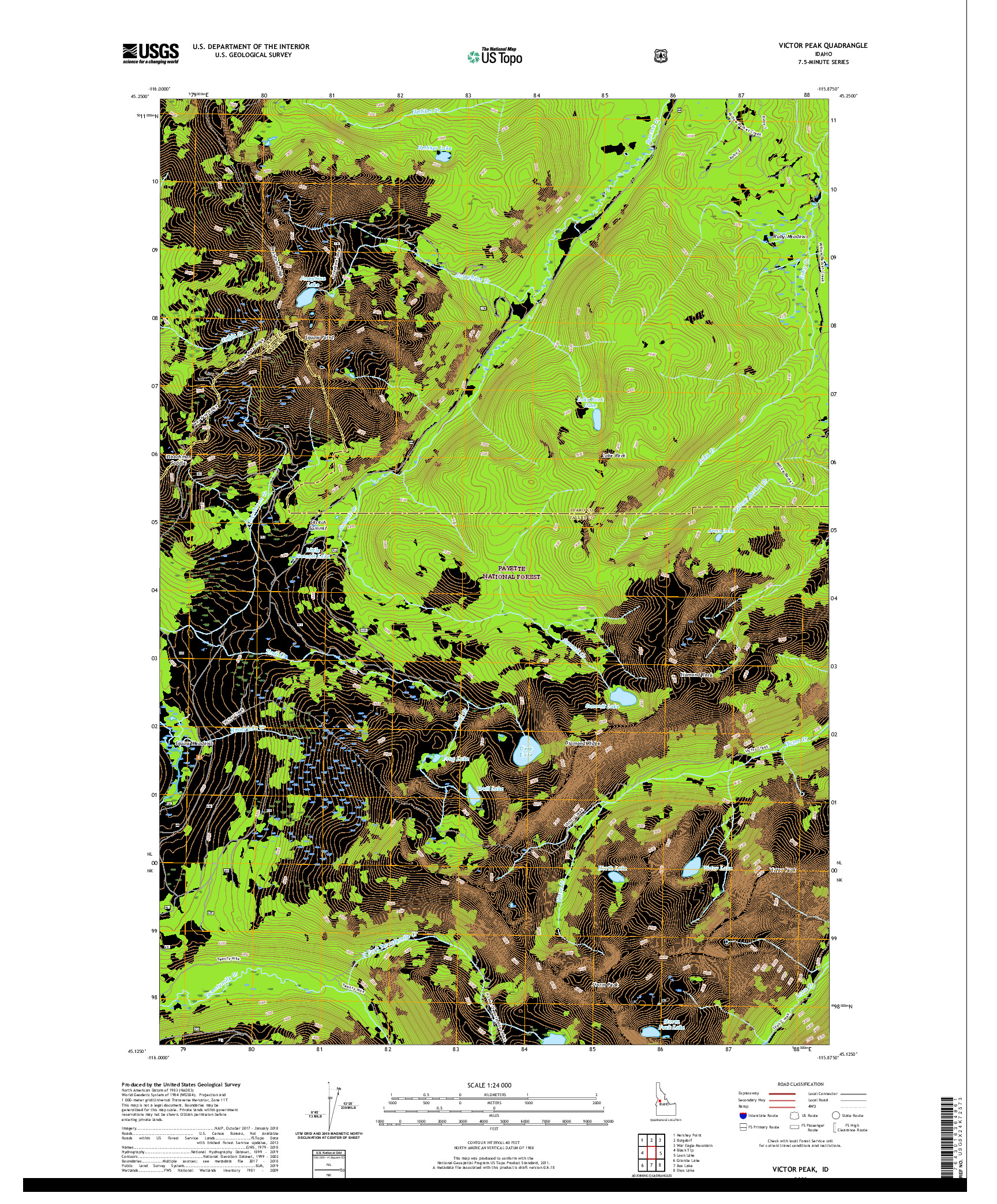 USGS US TOPO 7.5-MINUTE MAP FOR VICTOR PEAK, ID 2020