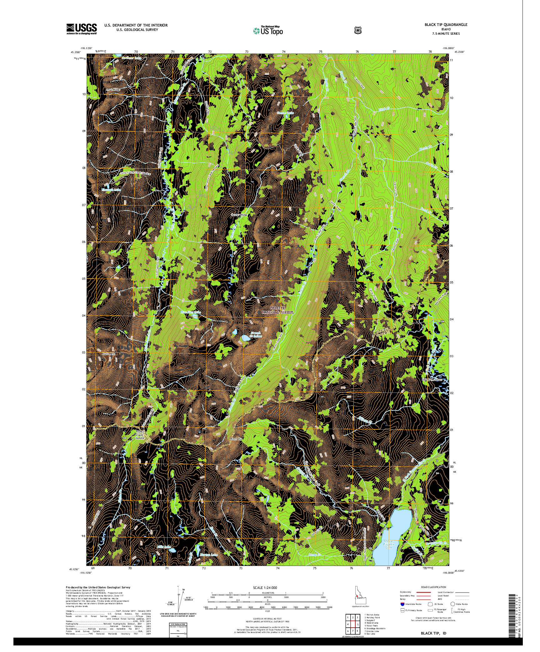 USGS US TOPO 7.5-MINUTE MAP FOR BLACK TIP, ID 2020