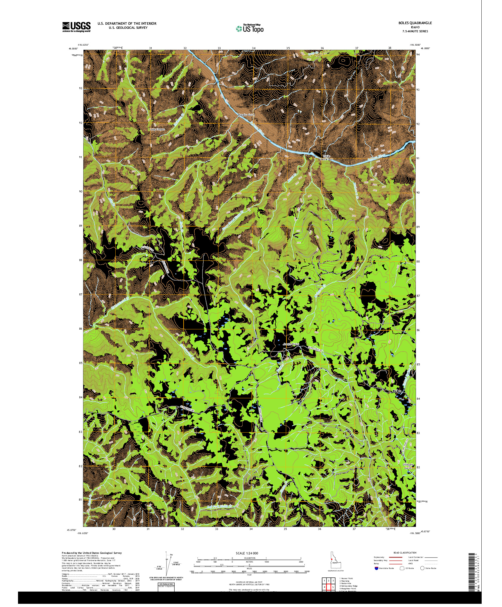 USGS US TOPO 7.5-MINUTE MAP FOR BOLES, ID 2020