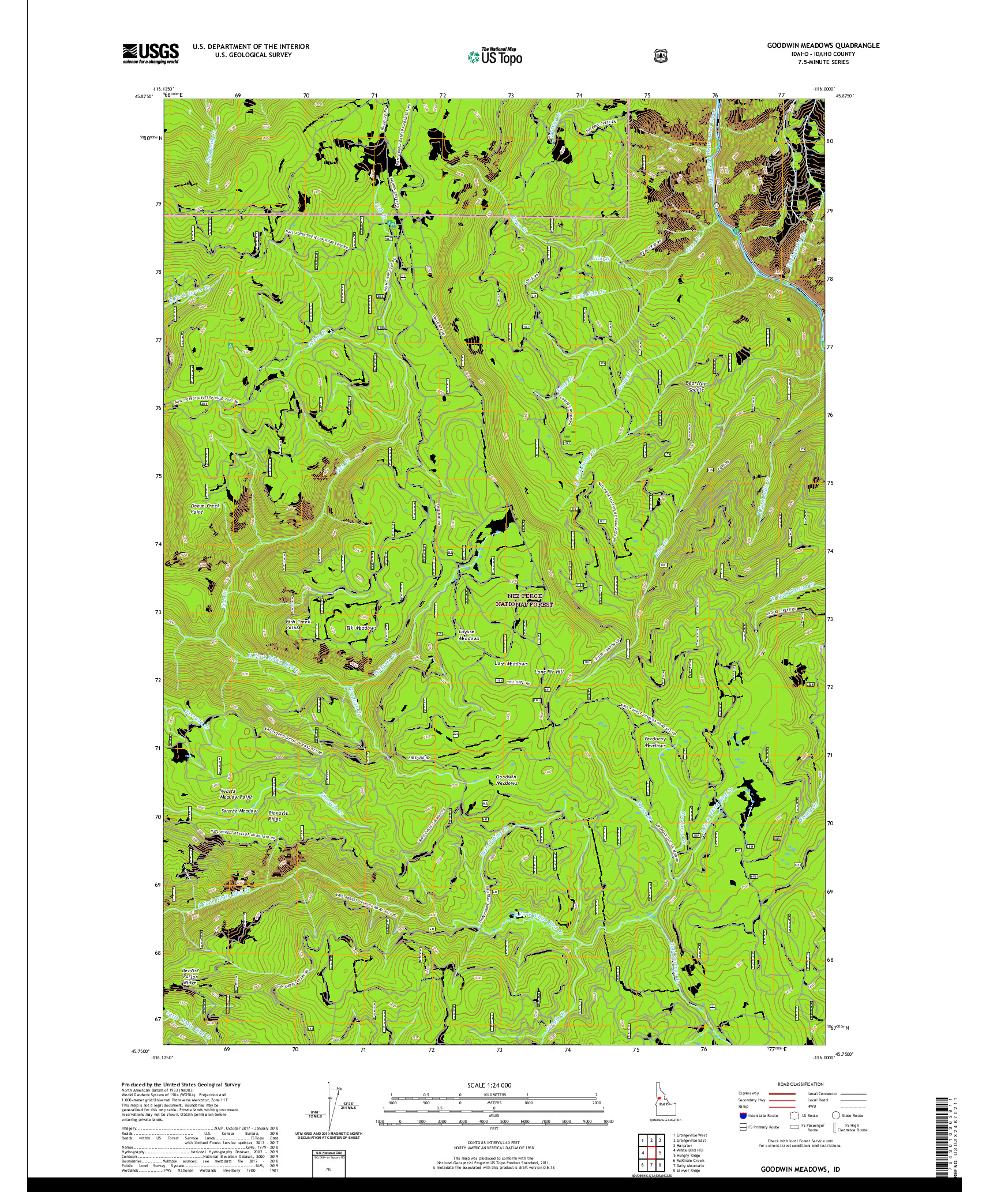 USGS US TOPO 7.5-MINUTE MAP FOR GOODWIN MEADOWS, ID 2020