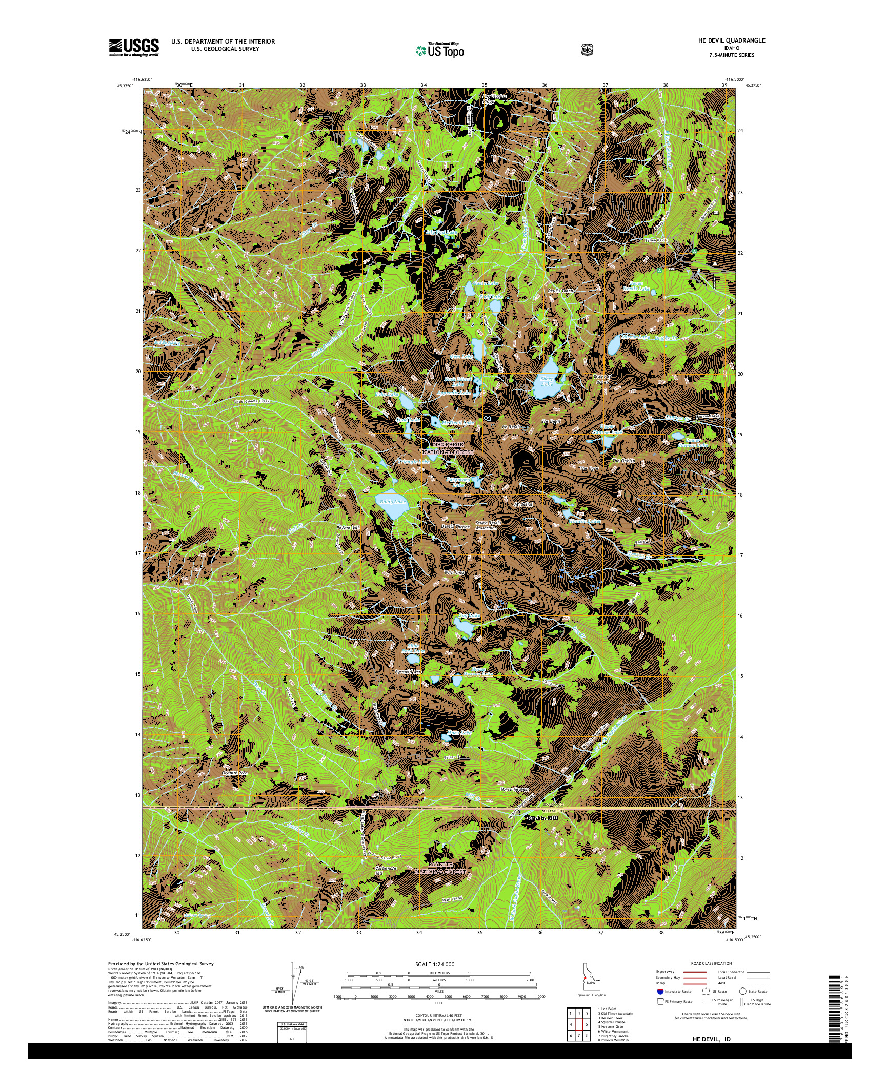 USGS US TOPO 7.5-MINUTE MAP FOR HE DEVIL, ID 2020