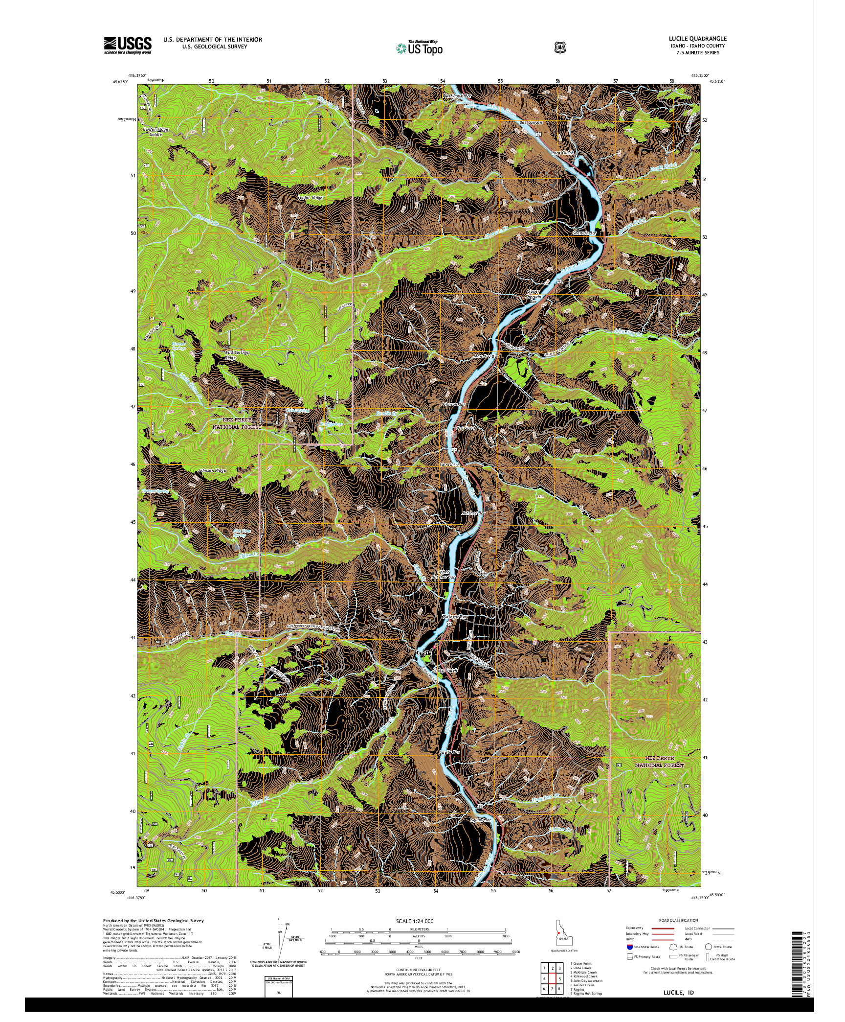 USGS US TOPO 7.5-MINUTE MAP FOR LUCILE, ID 2020