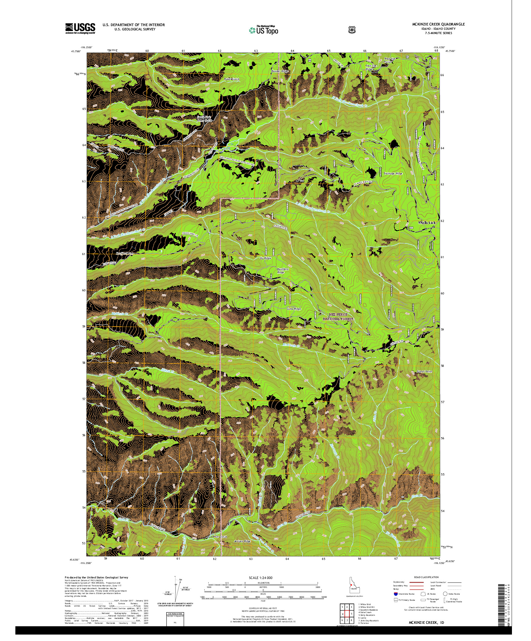 USGS US TOPO 7.5-MINUTE MAP FOR MCKINZIE CREEK, ID 2020