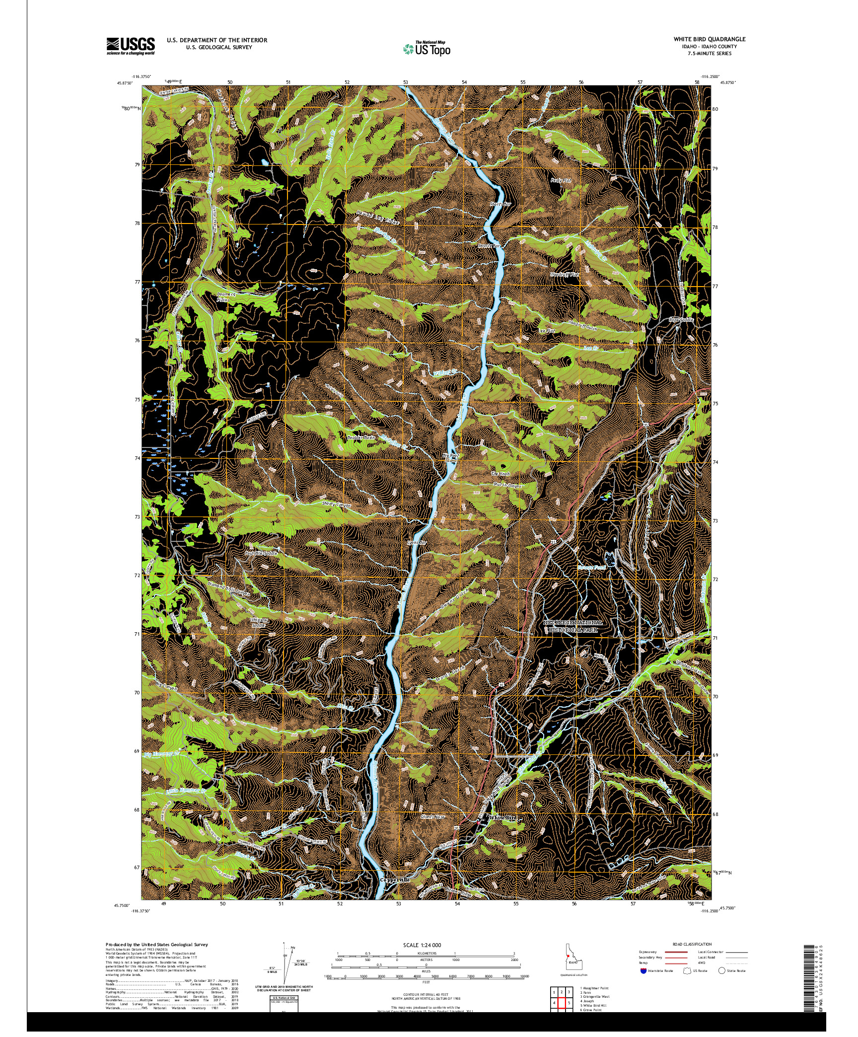 USGS US TOPO 7.5-MINUTE MAP FOR WHITE BIRD, ID 2020