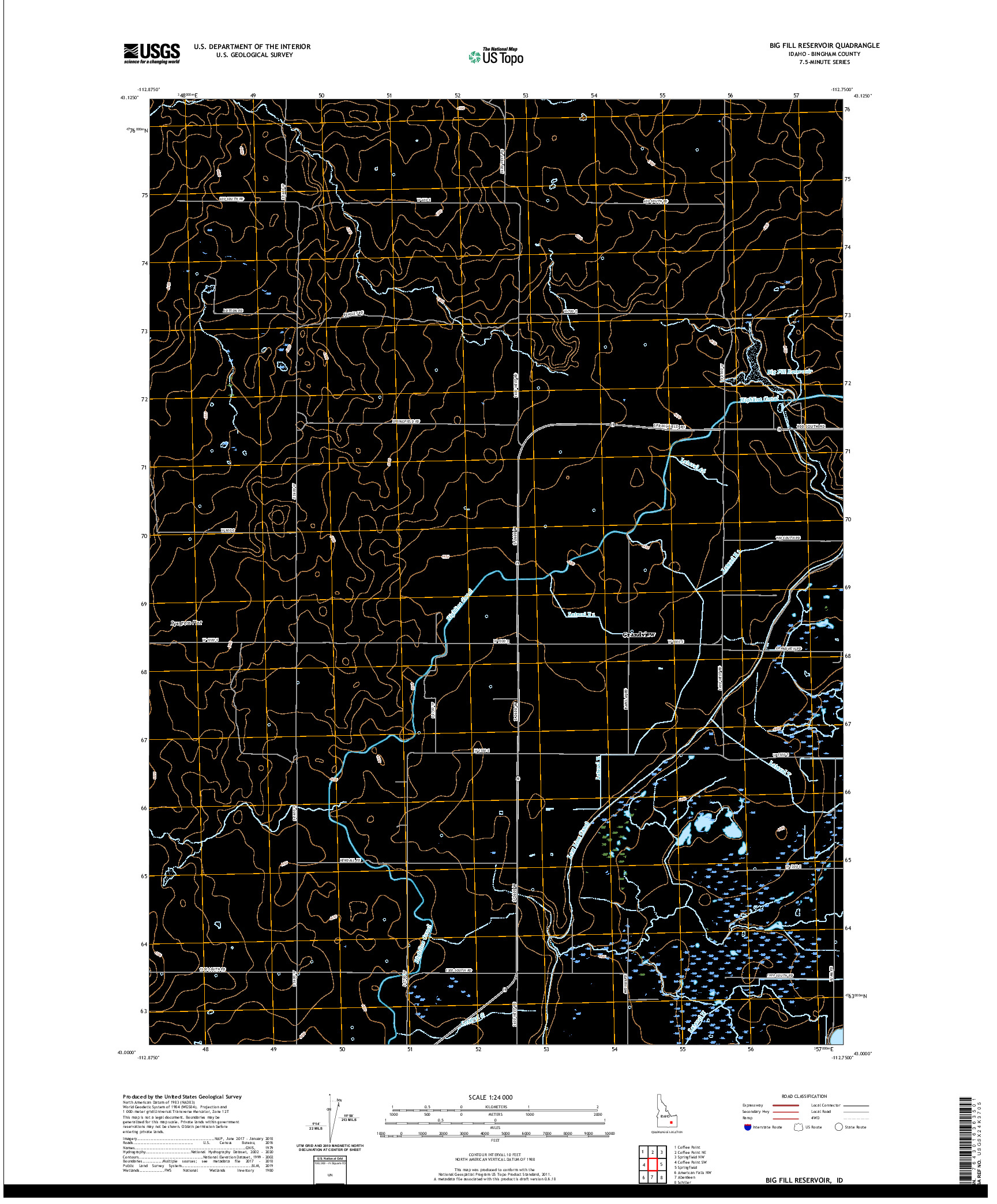 USGS US TOPO 7.5-MINUTE MAP FOR BIG FILL RESERVOIR, ID 2020