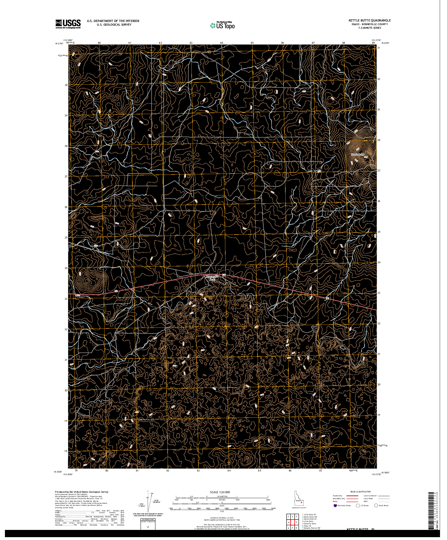 USGS US TOPO 7.5-MINUTE MAP FOR KETTLE BUTTE, ID 2020