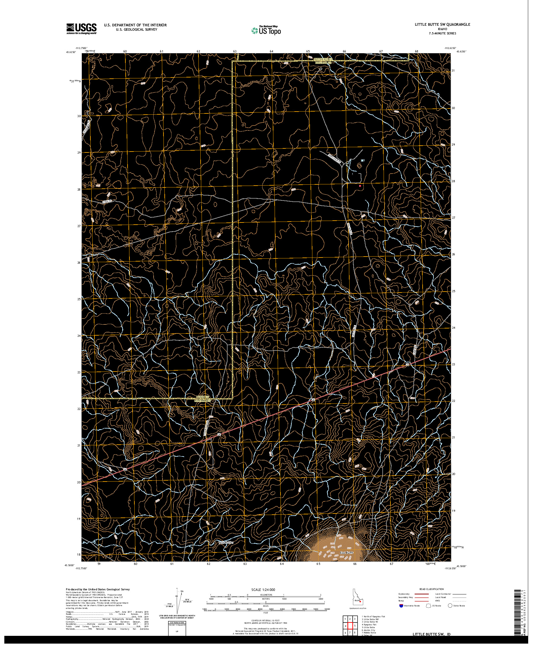 USGS US TOPO 7.5-MINUTE MAP FOR LITTLE BUTTE SW, ID 2020