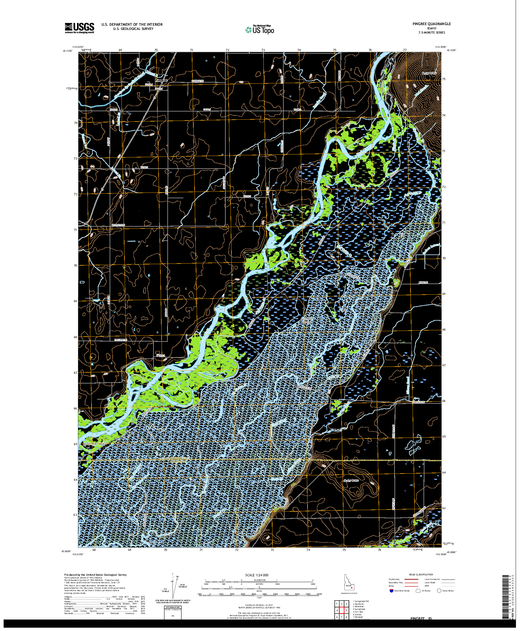 USGS US TOPO 7.5-MINUTE MAP FOR PINGREE, ID 2020