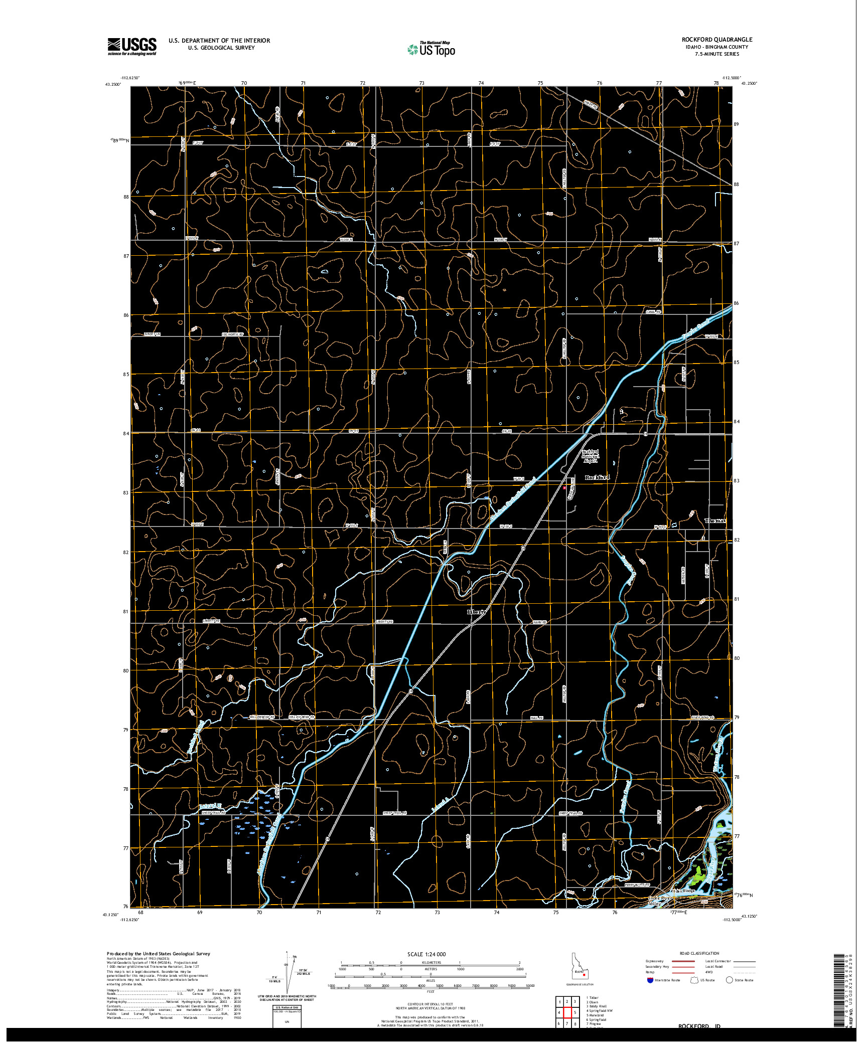 USGS US TOPO 7.5-MINUTE MAP FOR ROCKFORD, ID 2020