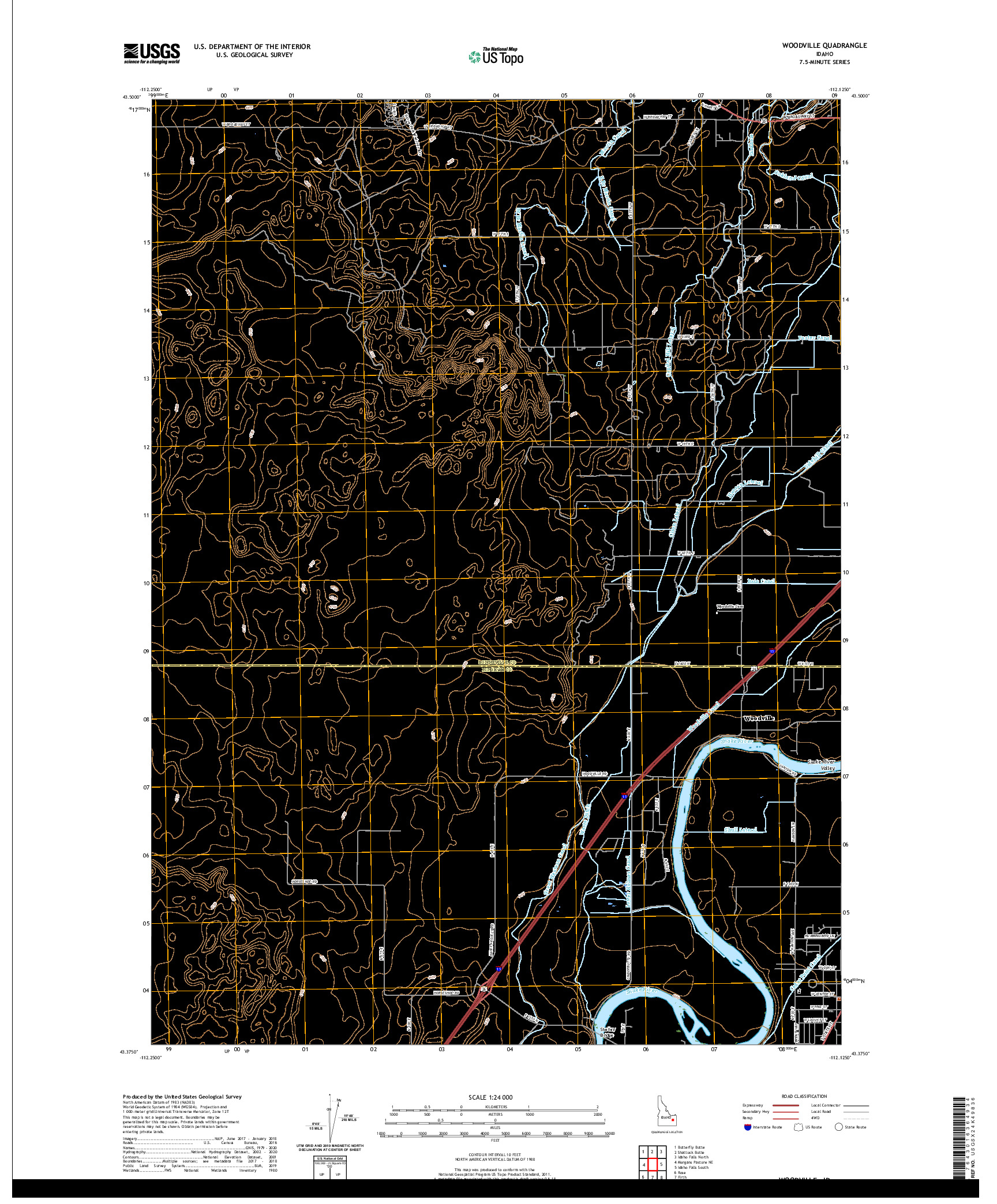 USGS US TOPO 7.5-MINUTE MAP FOR WOODVILLE, ID 2020
