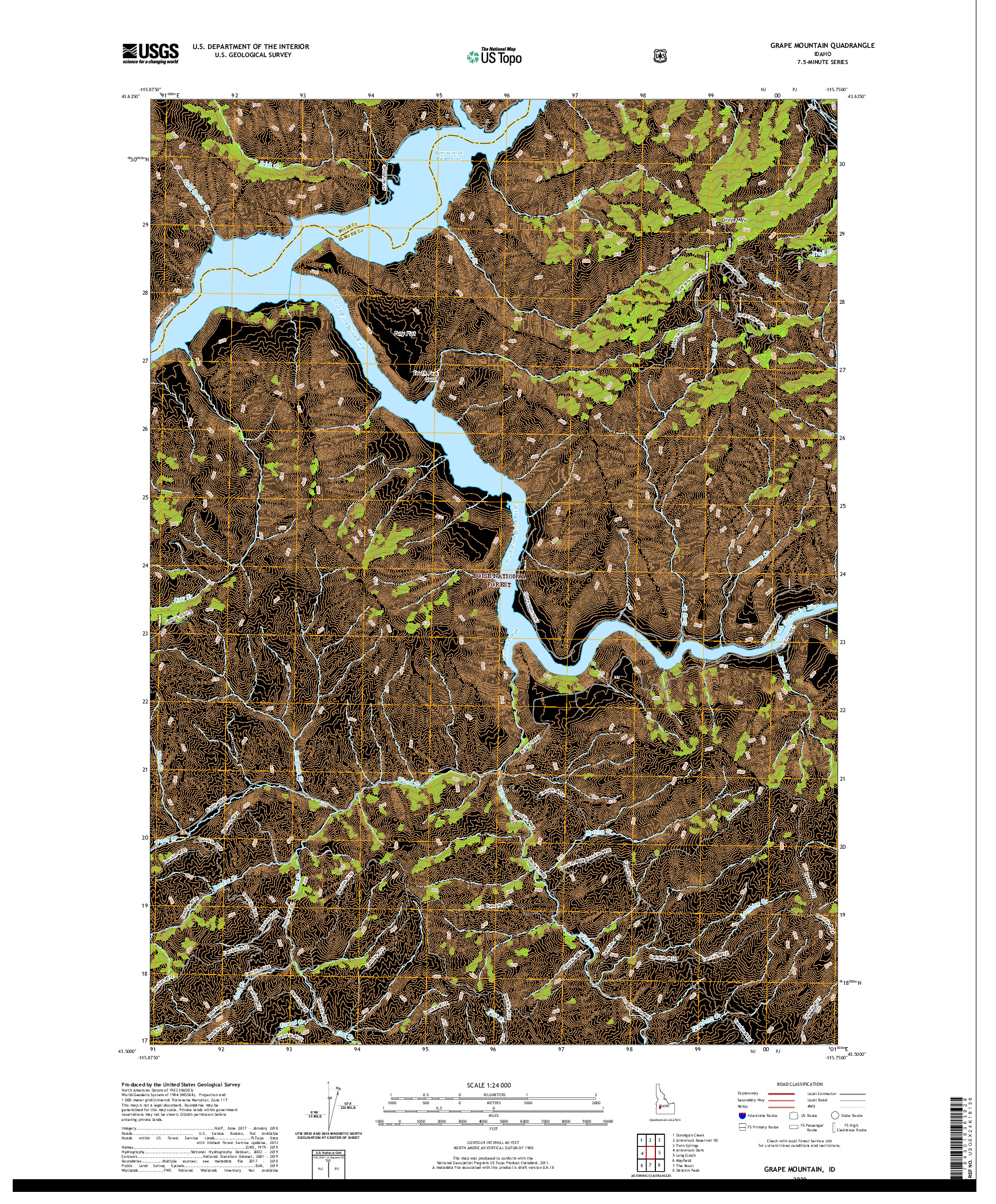 USGS US TOPO 7.5-MINUTE MAP FOR GRAPE MOUNTAIN, ID 2020