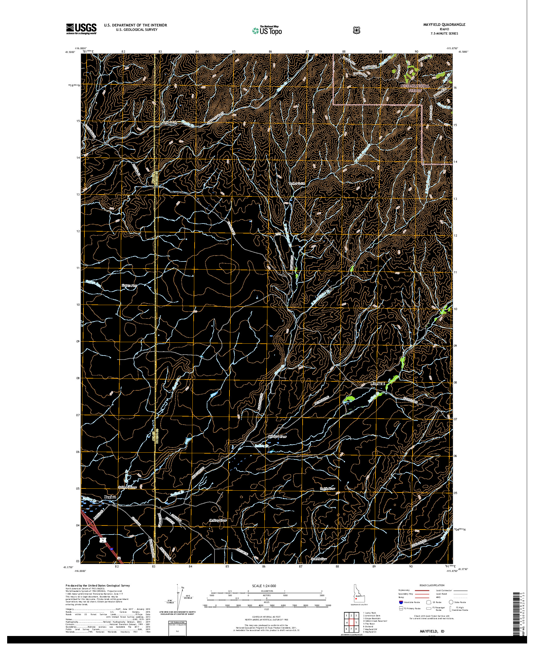 USGS US TOPO 7.5-MINUTE MAP FOR MAYFIELD, ID 2020