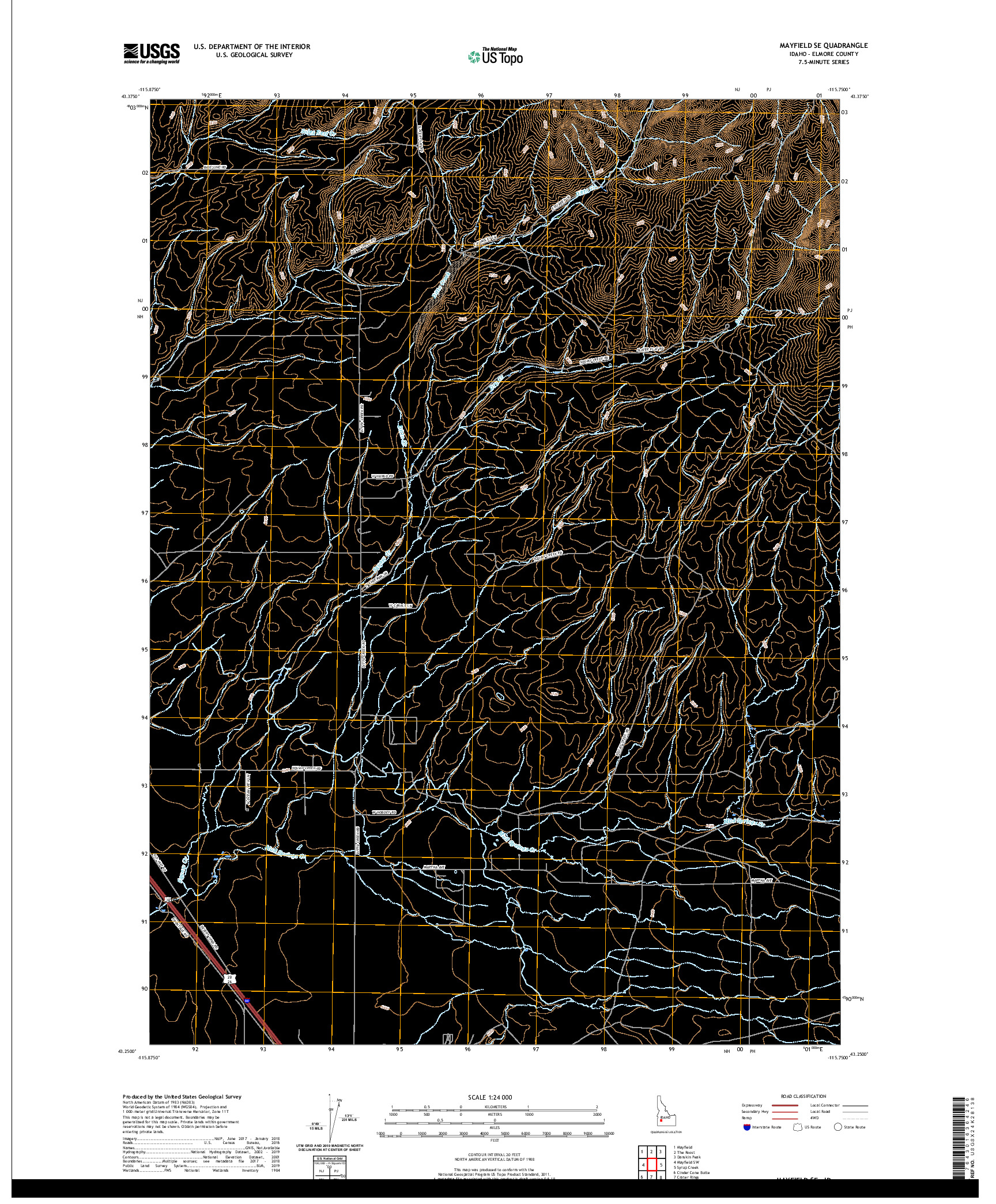 USGS US TOPO 7.5-MINUTE MAP FOR MAYFIELD SE, ID 2020