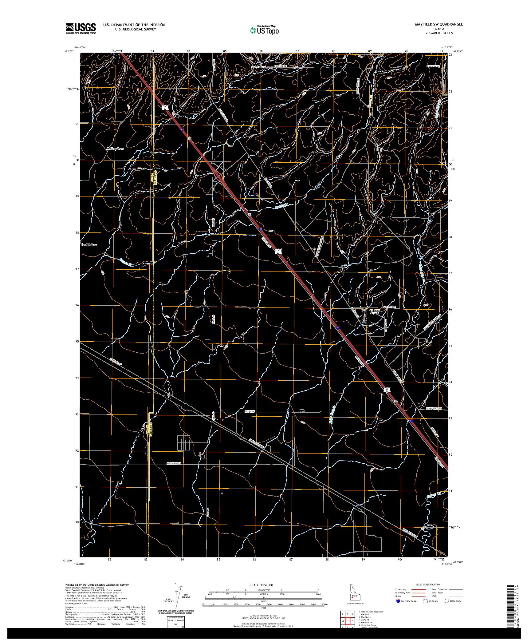 USGS US TOPO 7.5-MINUTE MAP FOR MAYFIELD SW, ID 2020