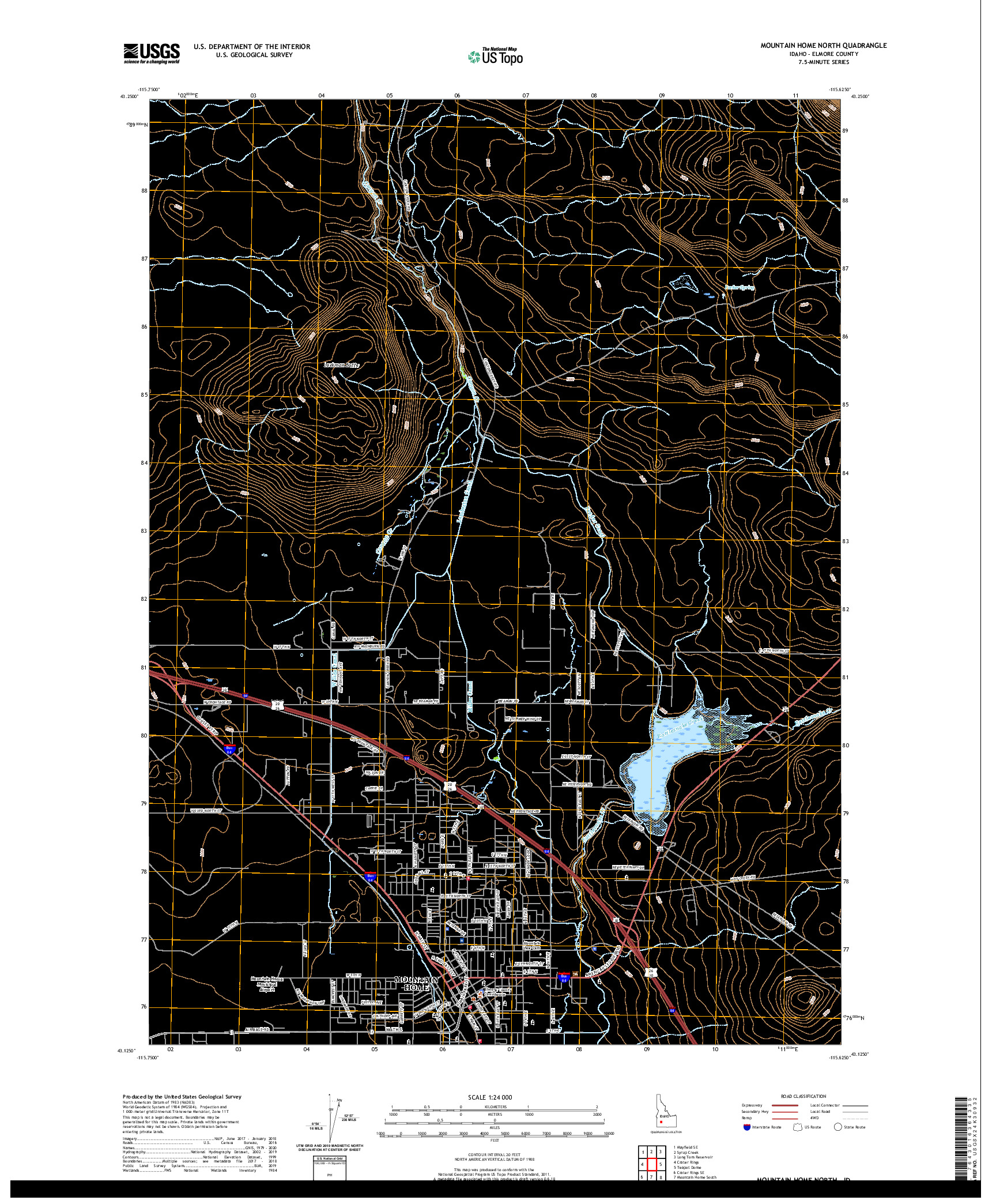 USGS US TOPO 7.5-MINUTE MAP FOR MOUNTAIN HOME NORTH, ID 2020