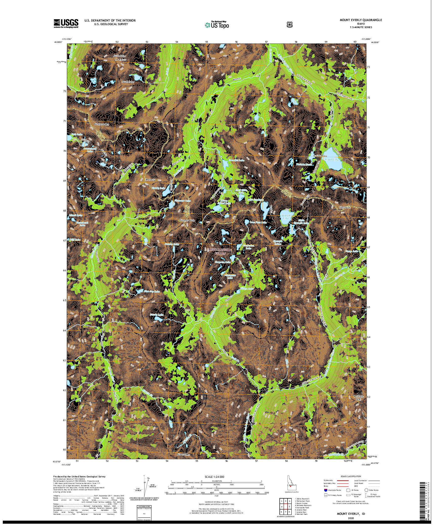 USGS US TOPO 7.5-MINUTE MAP FOR MOUNT EVERLY, ID 2020