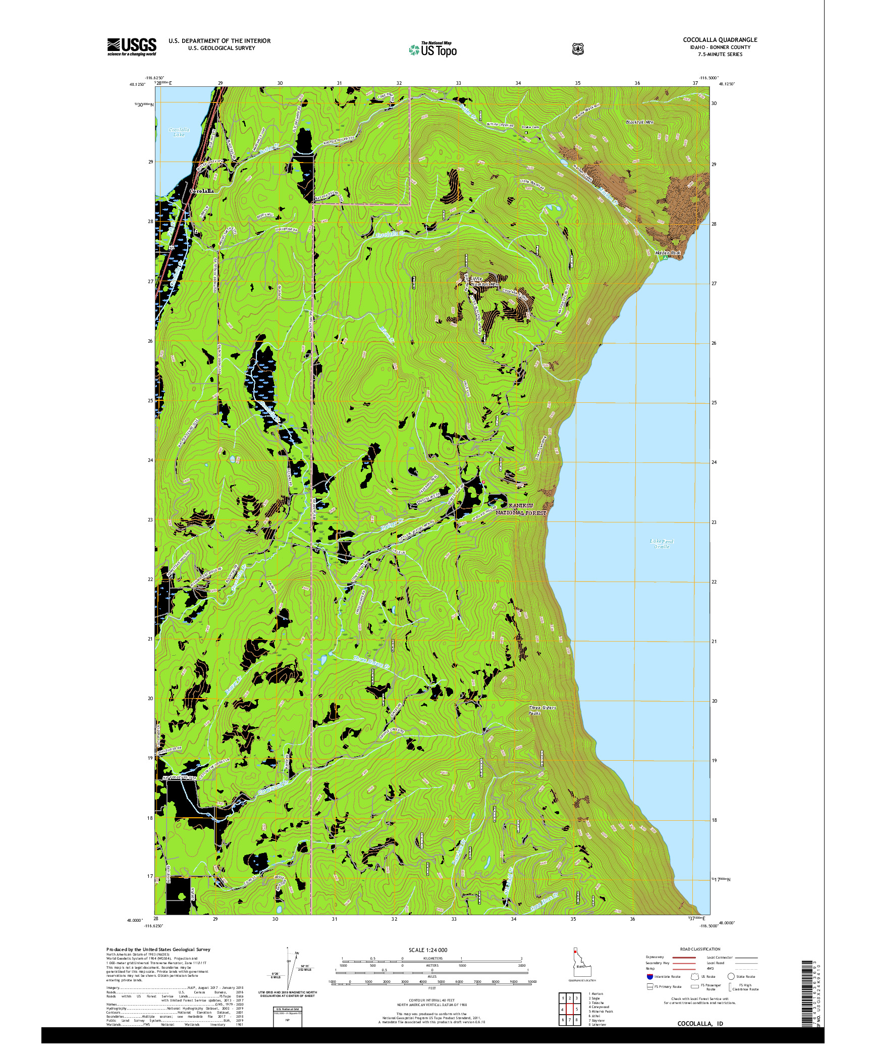 USGS US TOPO 7.5-MINUTE MAP FOR COCOLALLA, ID 2020