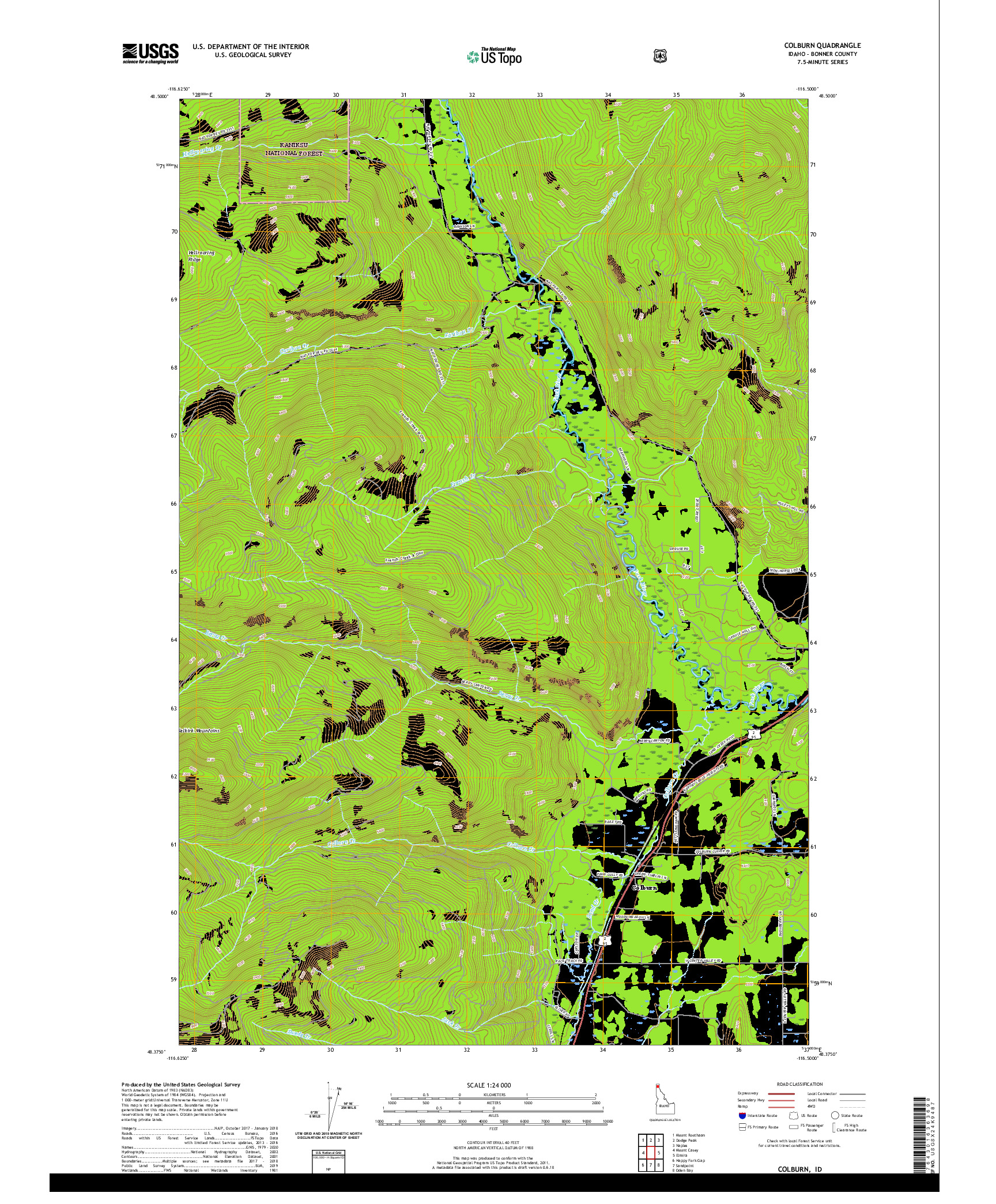 USGS US TOPO 7.5-MINUTE MAP FOR COLBURN, ID 2020