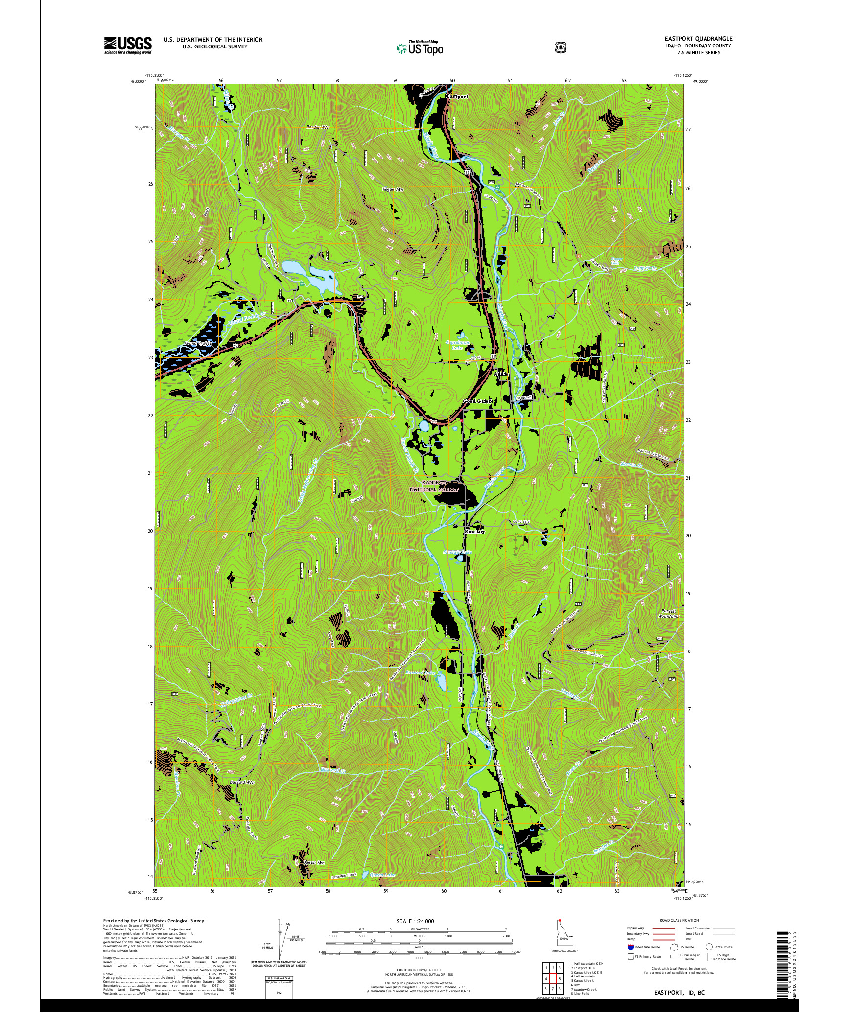 USGS US TOPO 7.5-MINUTE MAP FOR EASTPORT, ID,BC 2020
