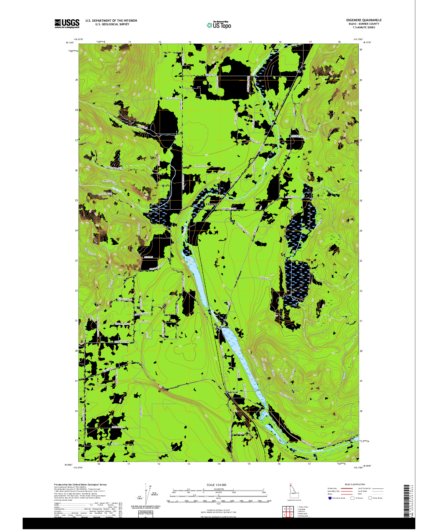 USGS US TOPO 7.5-MINUTE MAP FOR EDGEMERE, ID 2020