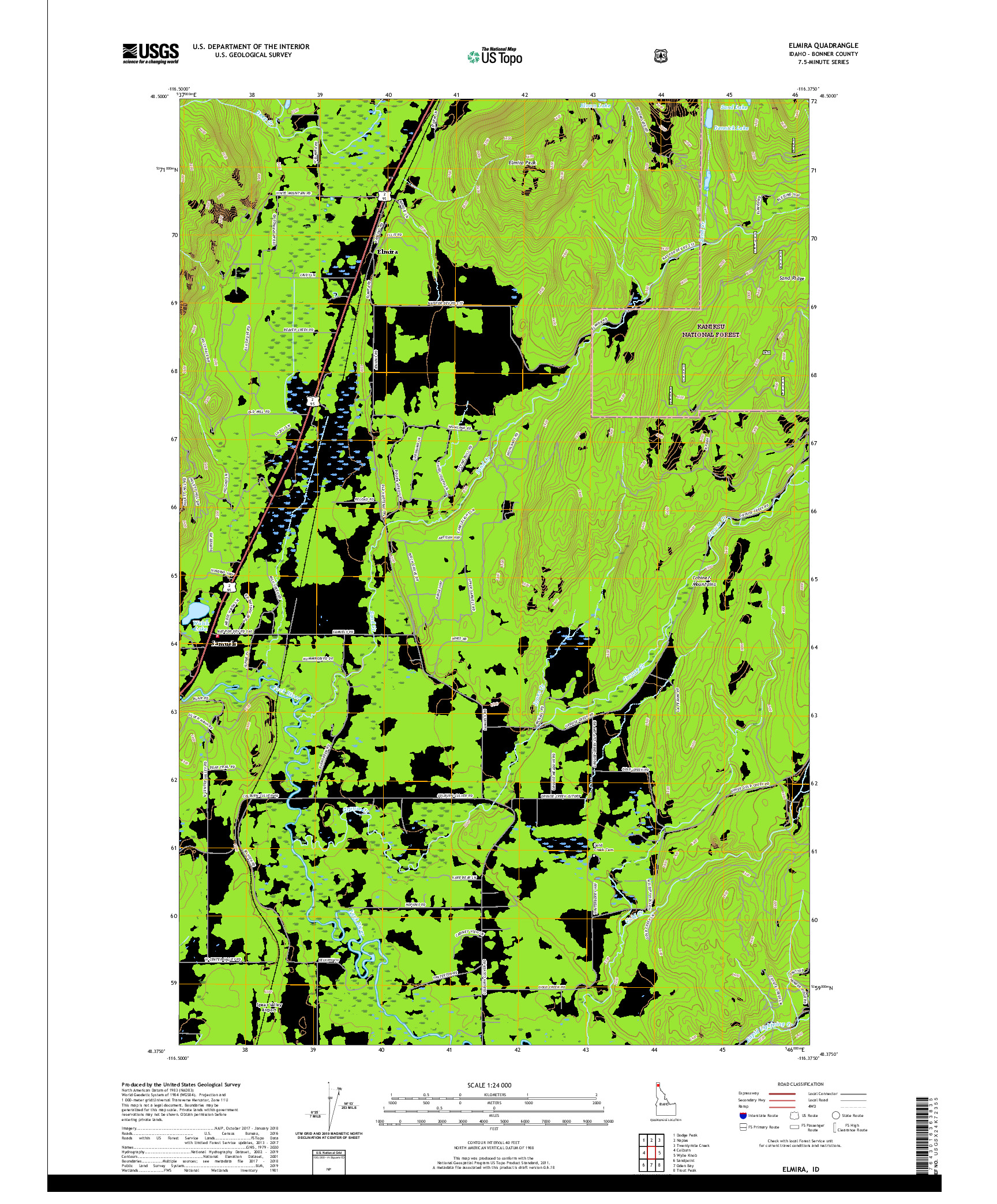 USGS US TOPO 7.5-MINUTE MAP FOR ELMIRA, ID 2020