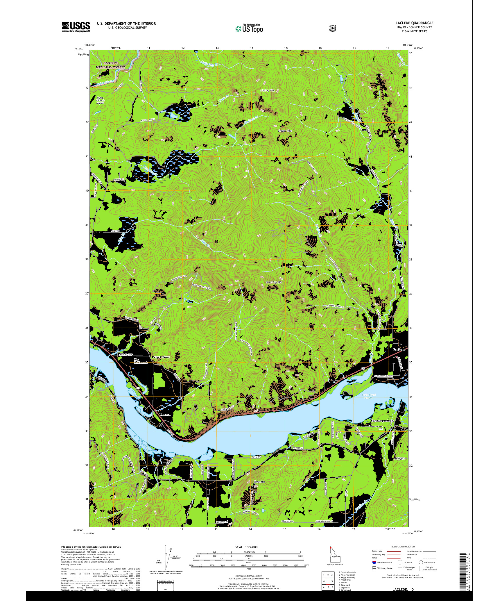 USGS US TOPO 7.5-MINUTE MAP FOR LACLEDE, ID 2020