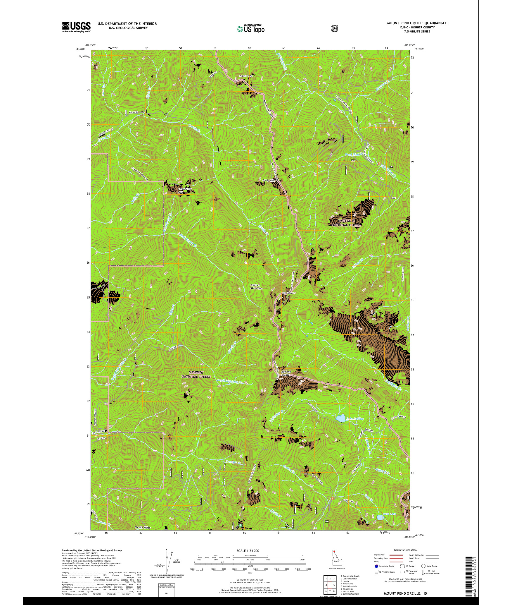 USGS US TOPO 7.5-MINUTE MAP FOR MOUNT PEND OREILLE, ID 2020