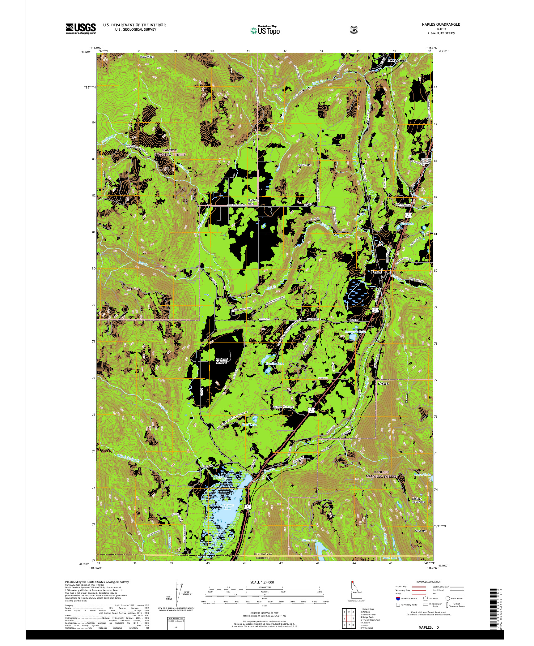 USGS US TOPO 7.5-MINUTE MAP FOR NAPLES, ID 2020