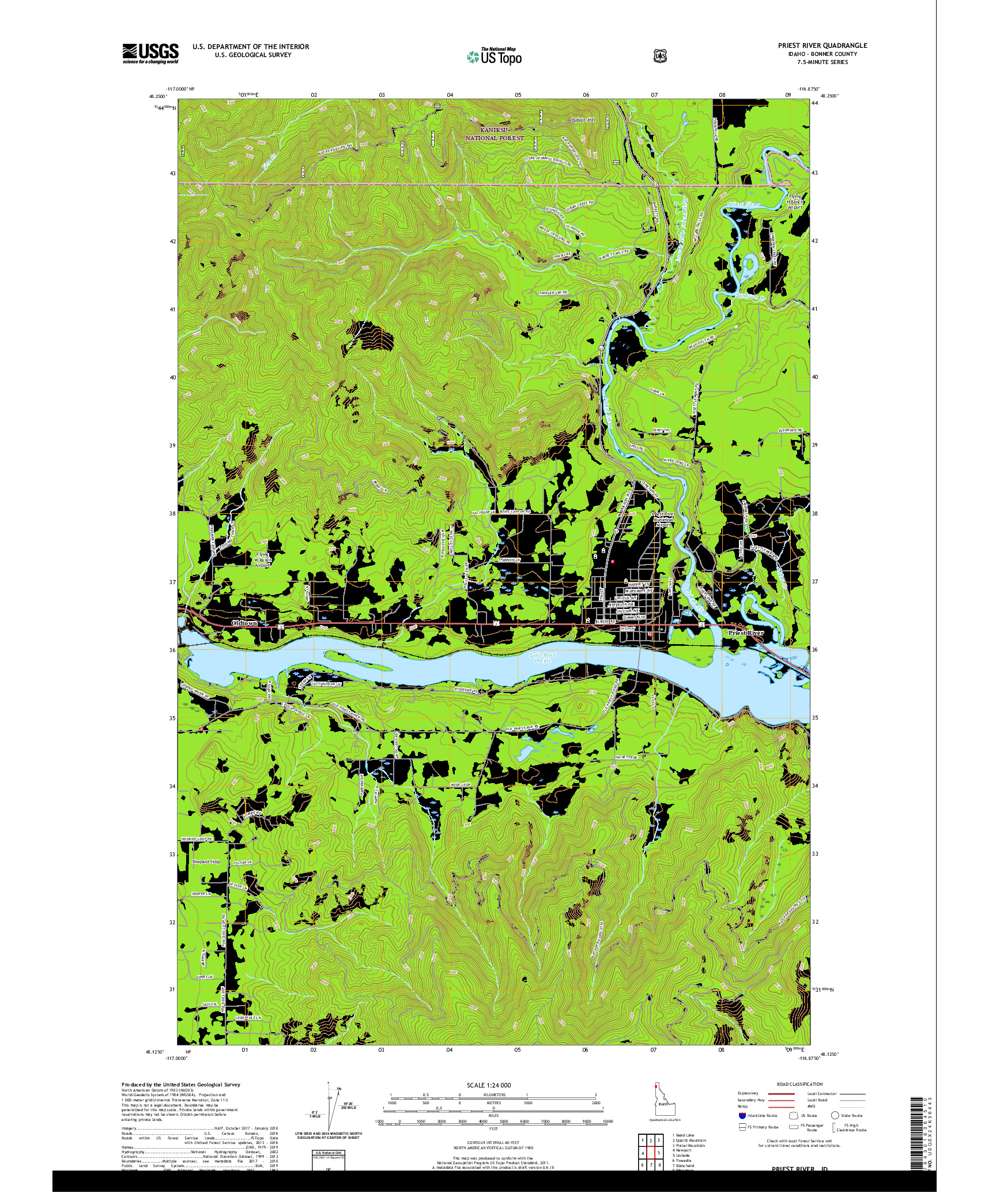 USGS US TOPO 7.5-MINUTE MAP FOR PRIEST RIVER, ID 2020