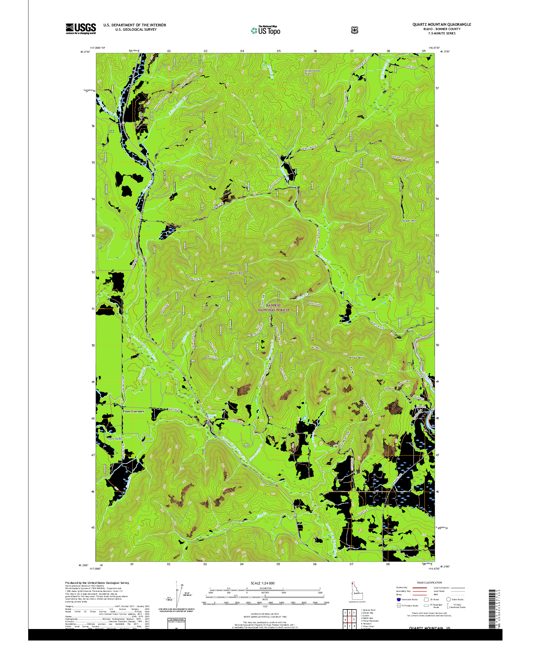 USGS US TOPO 7.5-MINUTE MAP FOR QUARTZ MOUNTAIN, ID 2020