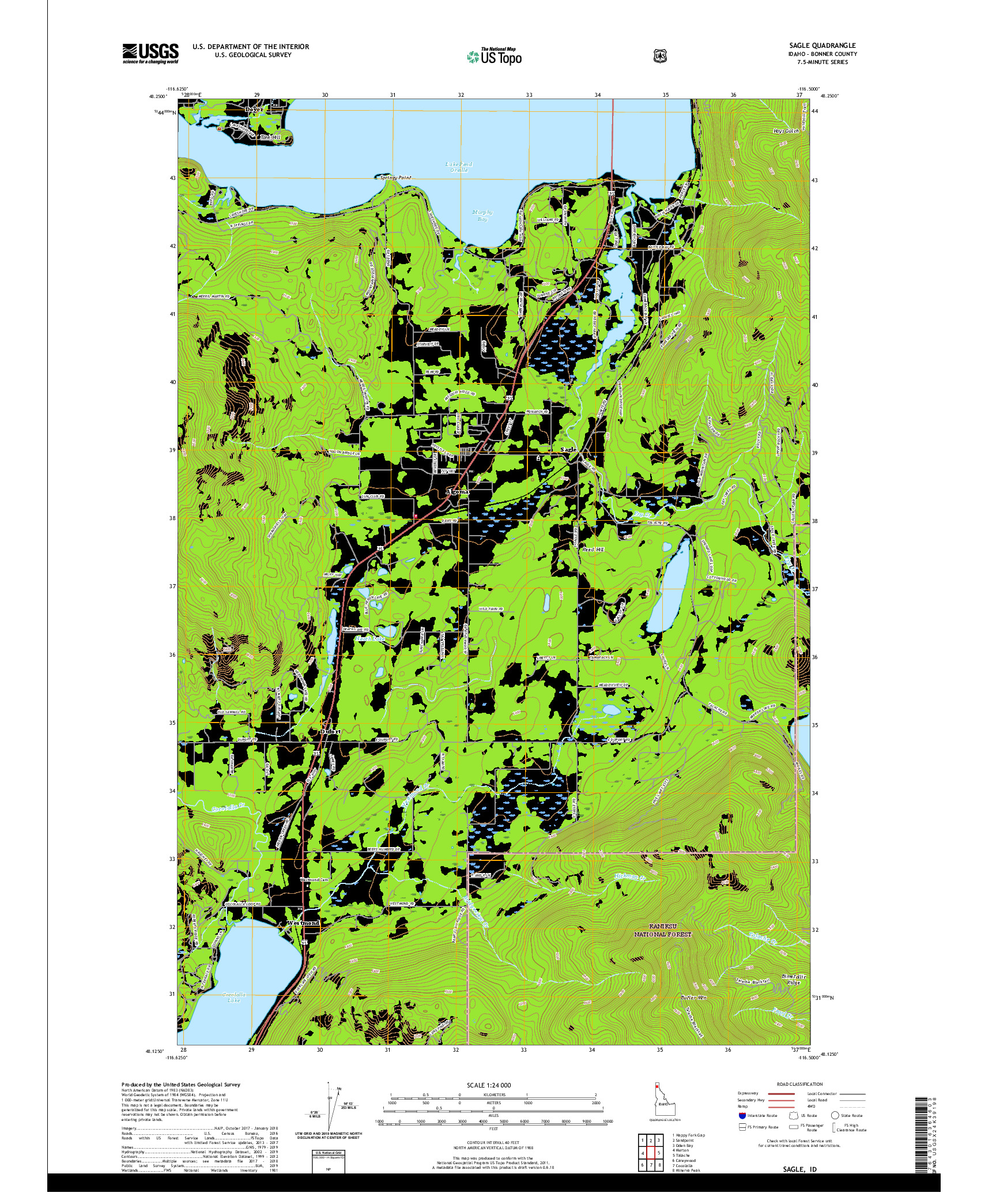 USGS US TOPO 7.5-MINUTE MAP FOR SAGLE, ID 2020