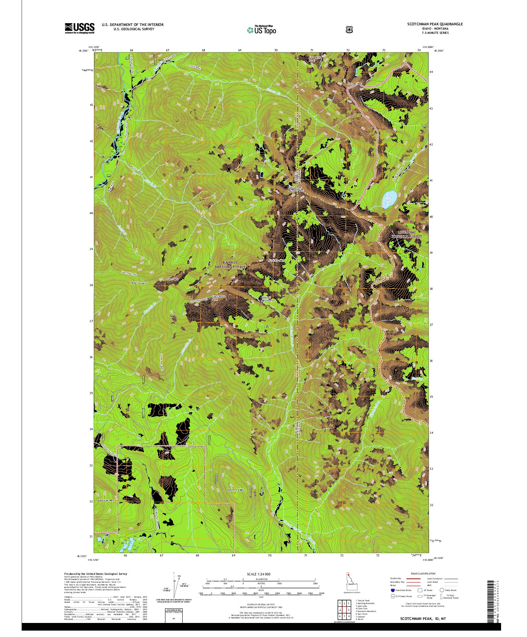 USGS US TOPO 7.5-MINUTE MAP FOR SCOTCHMAN PEAK, ID,MT 2020