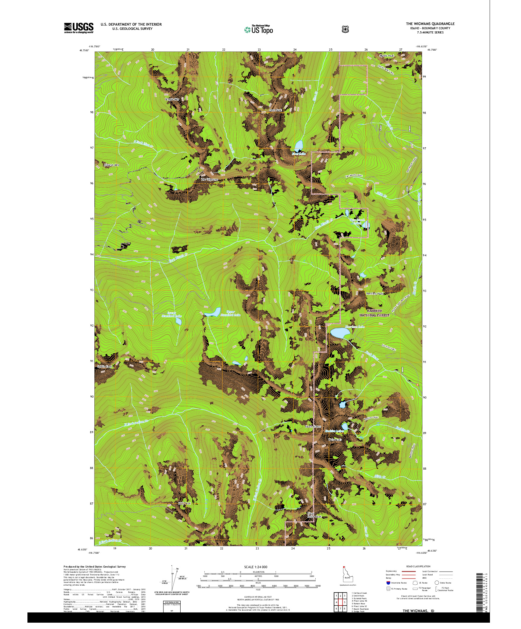 USGS US TOPO 7.5-MINUTE MAP FOR THE WIGWAMS, ID 2020