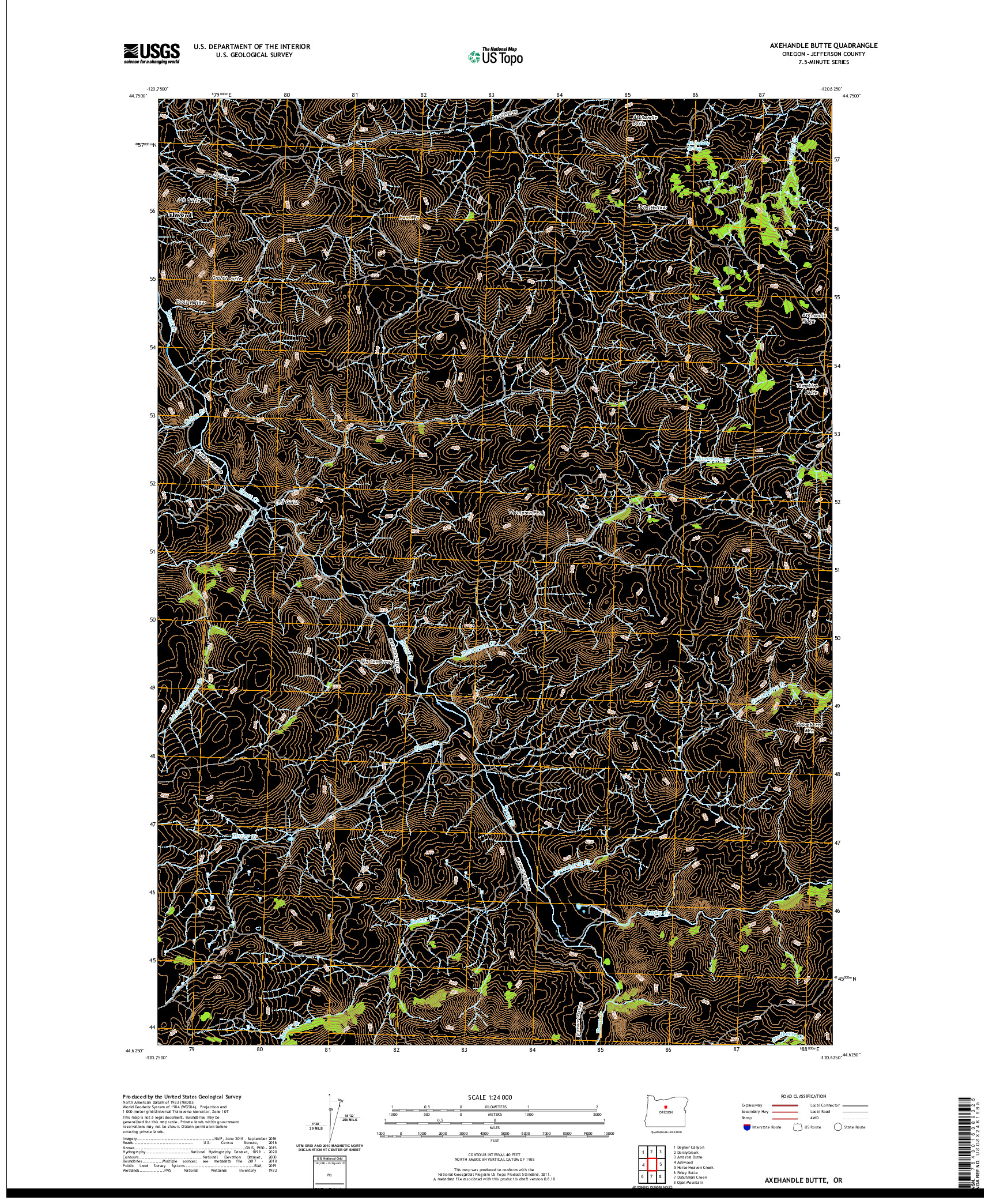 USGS US TOPO 7.5-MINUTE MAP FOR AXEHANDLE BUTTE, OR 2020