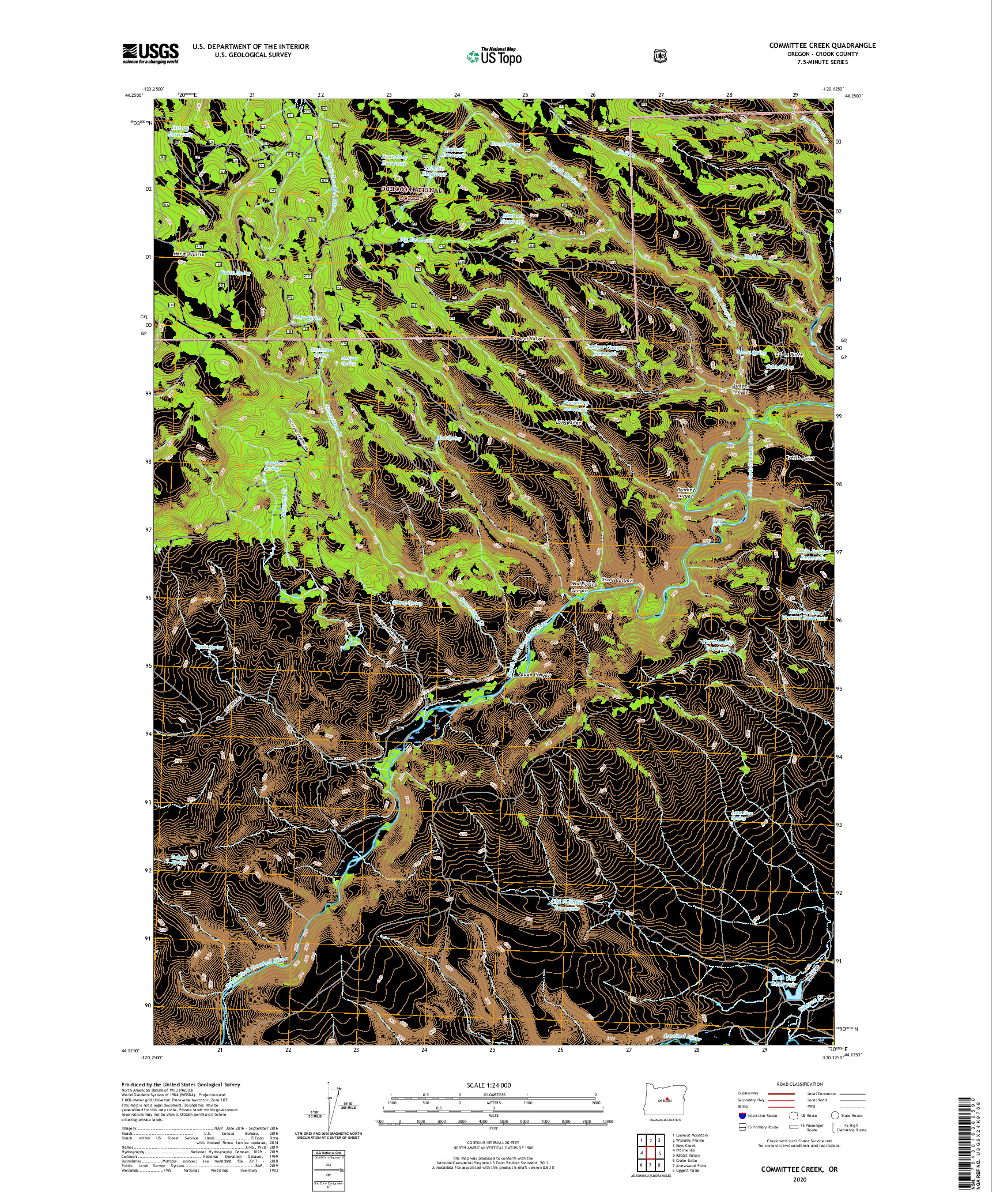 USGS US TOPO 7.5-MINUTE MAP FOR COMMITTEE CREEK, OR 2020